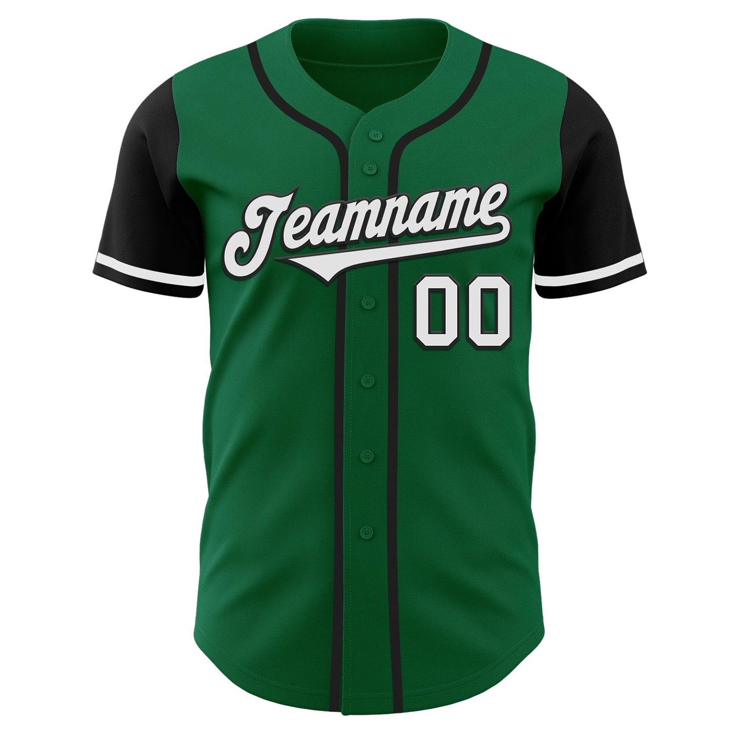 Custom Kelly Green White-Black Authentic Two Tone Baseball Jersey baseball jersey product view 2