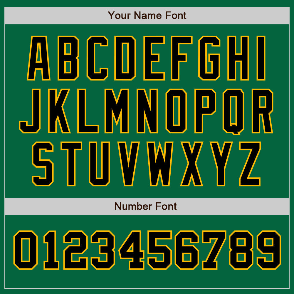 Custom Kelly Green Black-Gold Authentic Two Tone Baseball Jersey baseball jersey product view 5