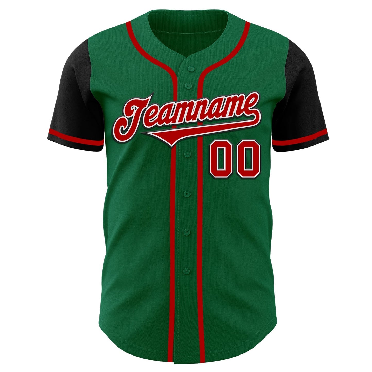 Custom Kelly Green Red-Black Authentic Two Tone Baseball Jersey baseball jersey product view 2