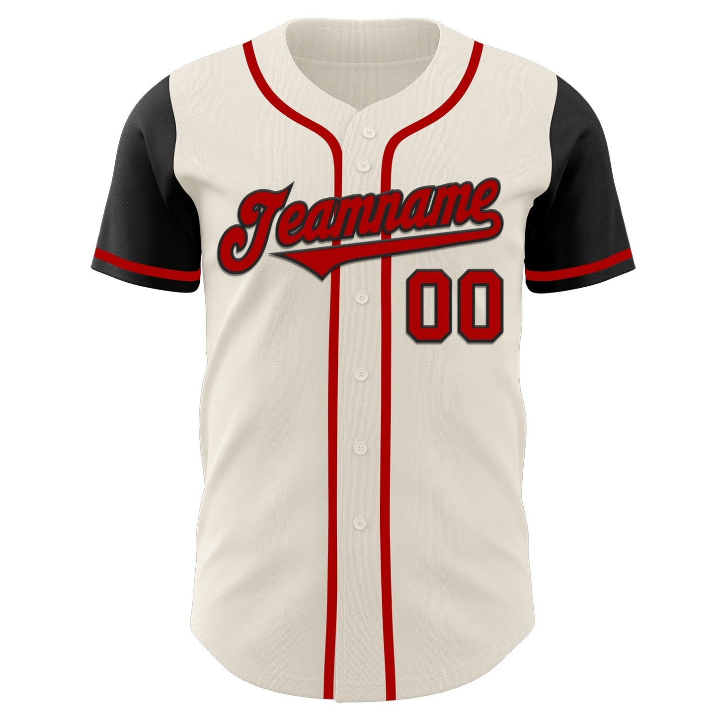 Custom Cream Red-Black Authentic Two Tone Baseball Jersey baseball jersey product view 2