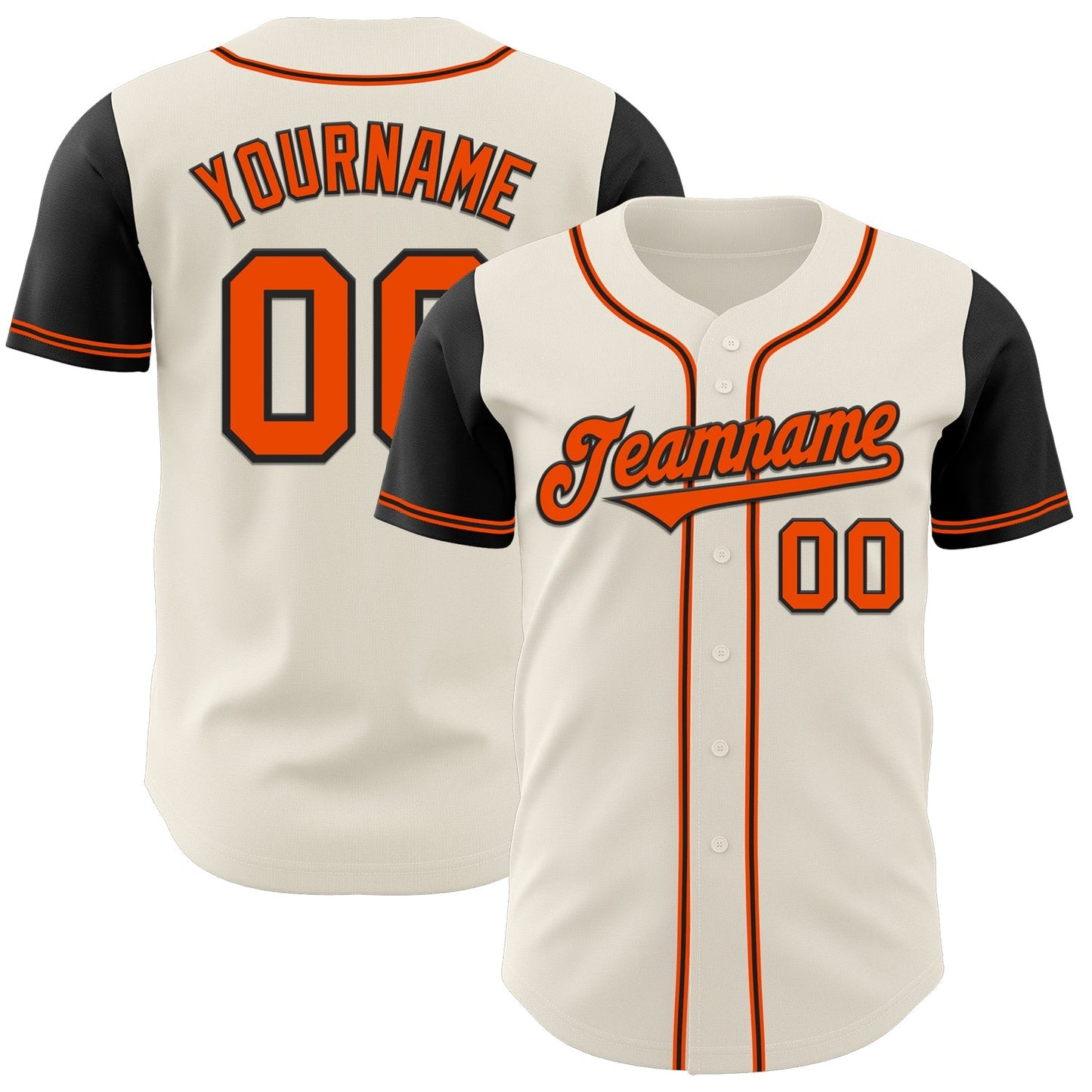 Custom Cream Orange-Black Authentic Two Tone Baseball Jersey baseball jersey product view 1