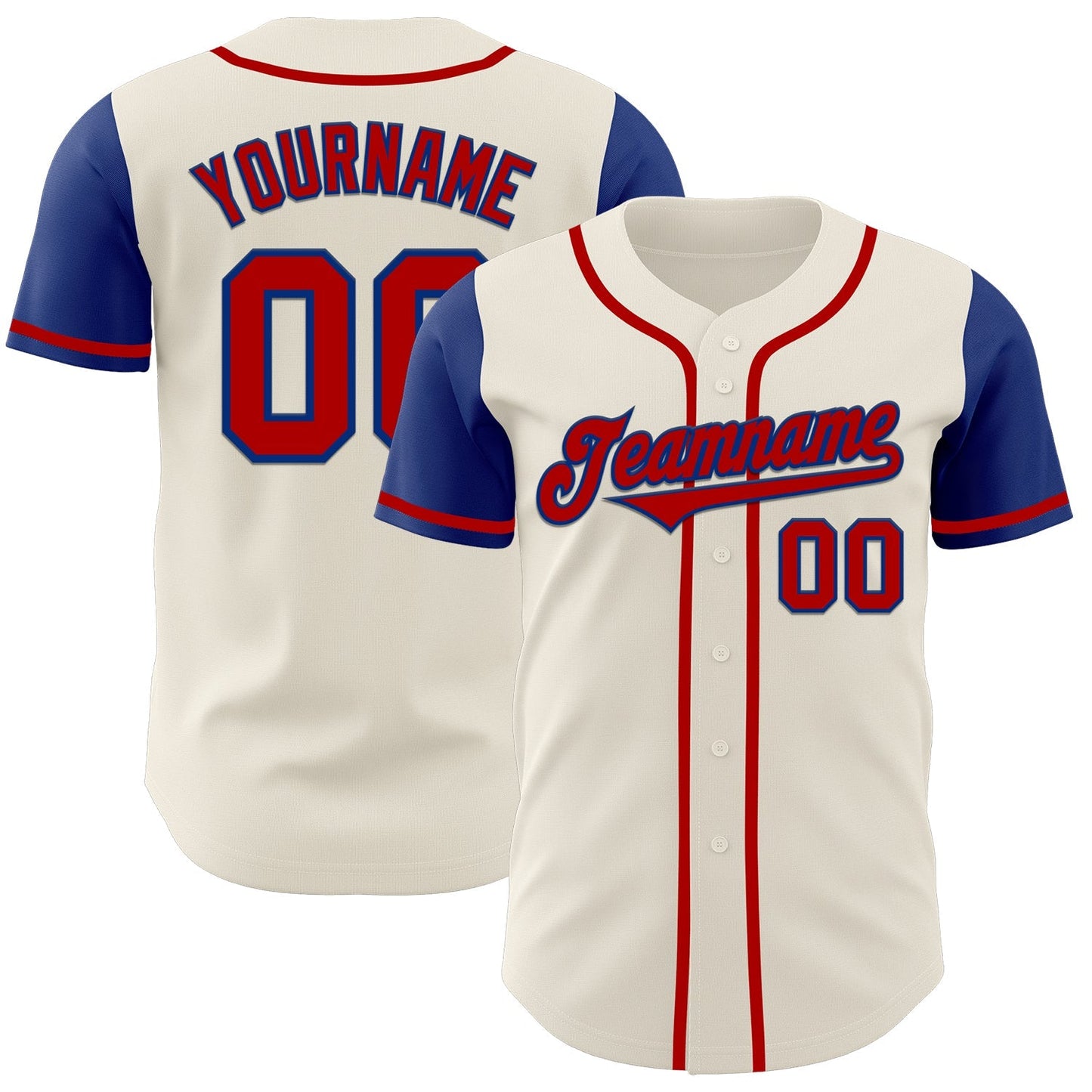 Custom Cream Red-Royal Authentic Two Tone Baseball Jersey baseball jersey product view 1