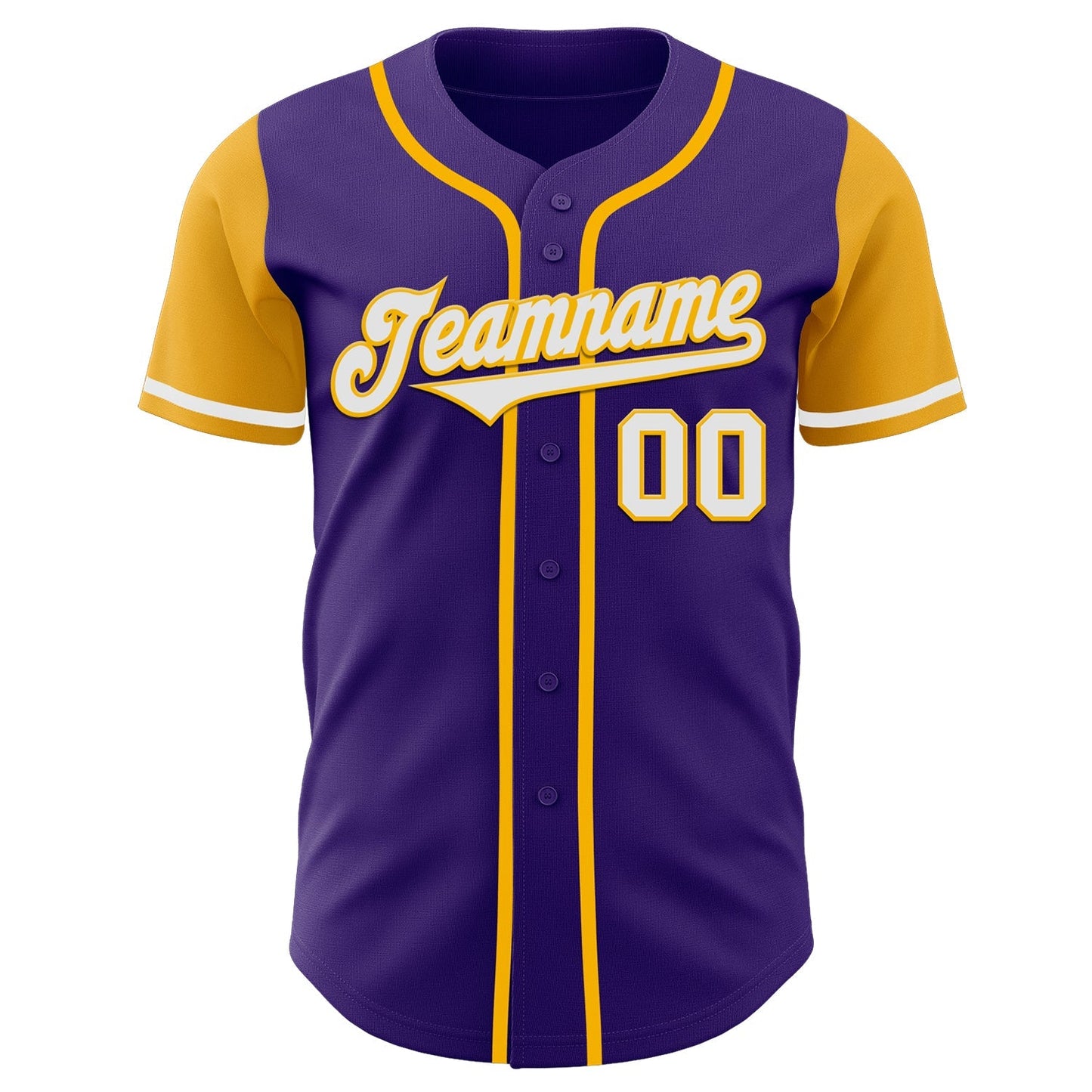 Custom Purple White-Gold Authentic Two Tone Baseball Jersey baseball jersey product view 2