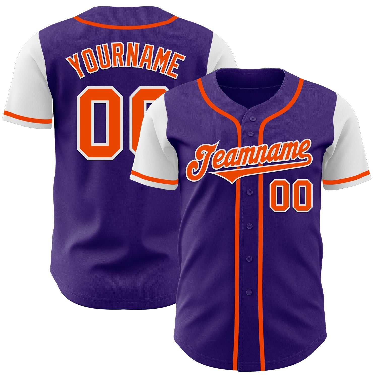 Custom Purple Orange-White Authentic Two Tone Baseball Jersey baseball jersey product view 1