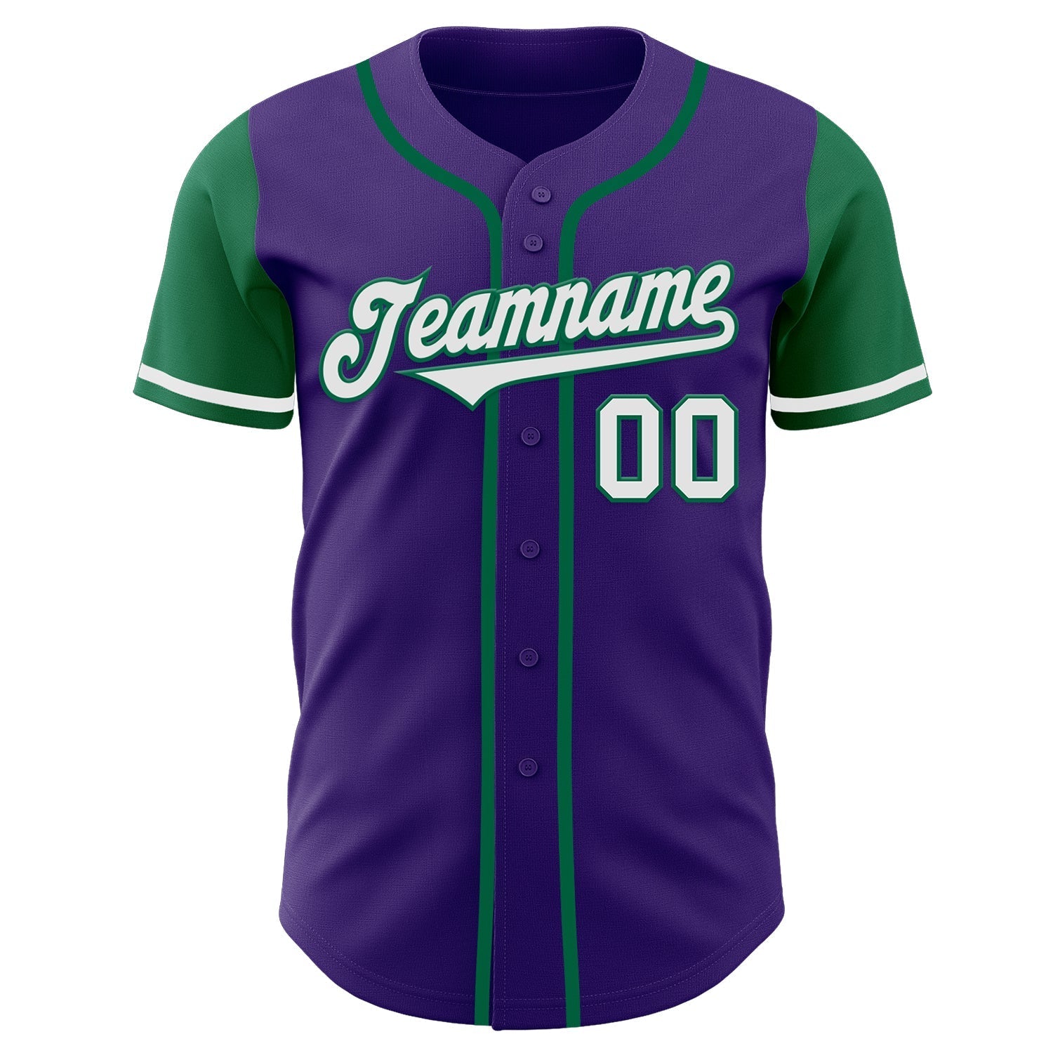Custom Purple White-Kelly Green Authentic Two Tone Baseball Jersey baseball jersey product view 2