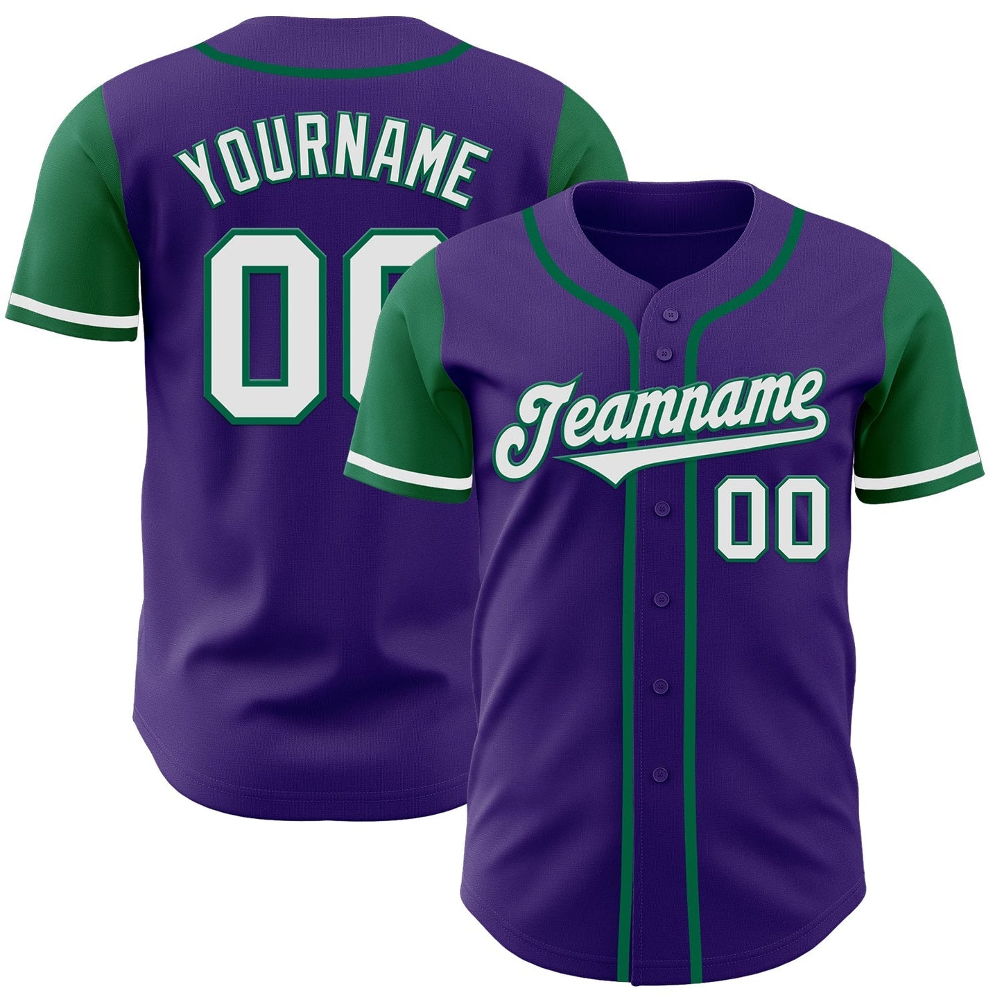 Custom Purple White-Kelly Green Authentic Two Tone Baseball Jersey baseball jersey product view 1