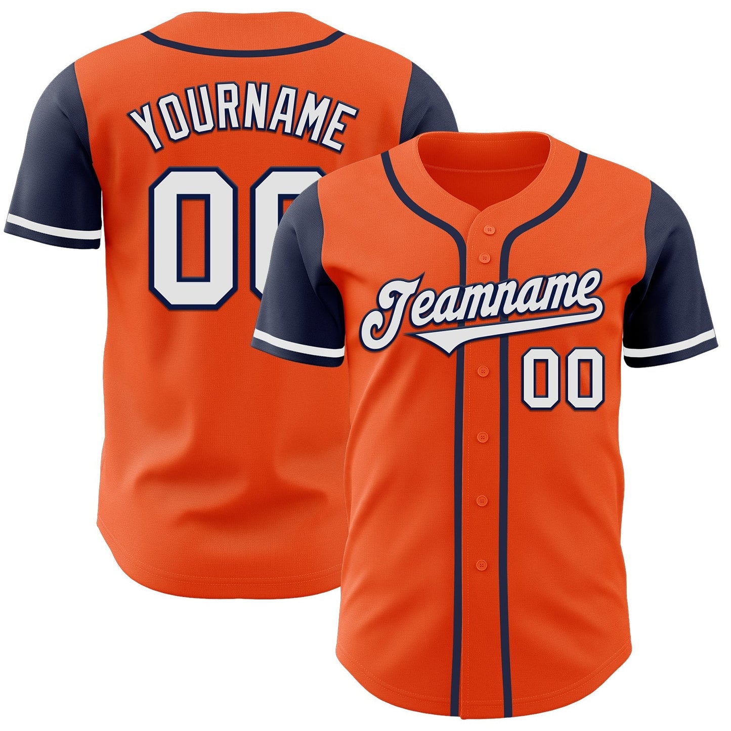Custom Orange White-Navy Authentic Two Tone Baseball Jersey baseball jersey product view 1