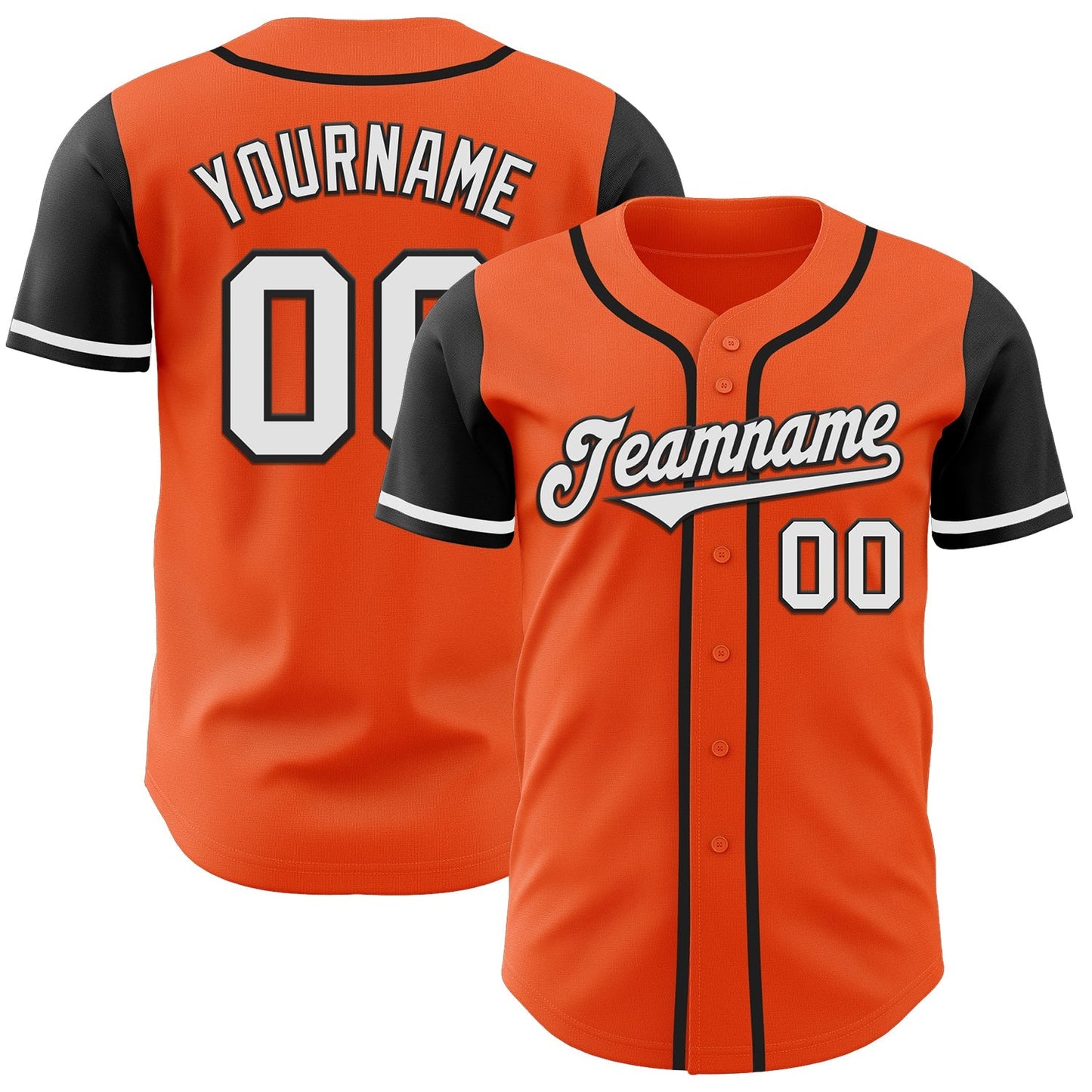 Custom Orange White-Black Authentic Two Tone Baseball Jersey baseball jersey product view 1