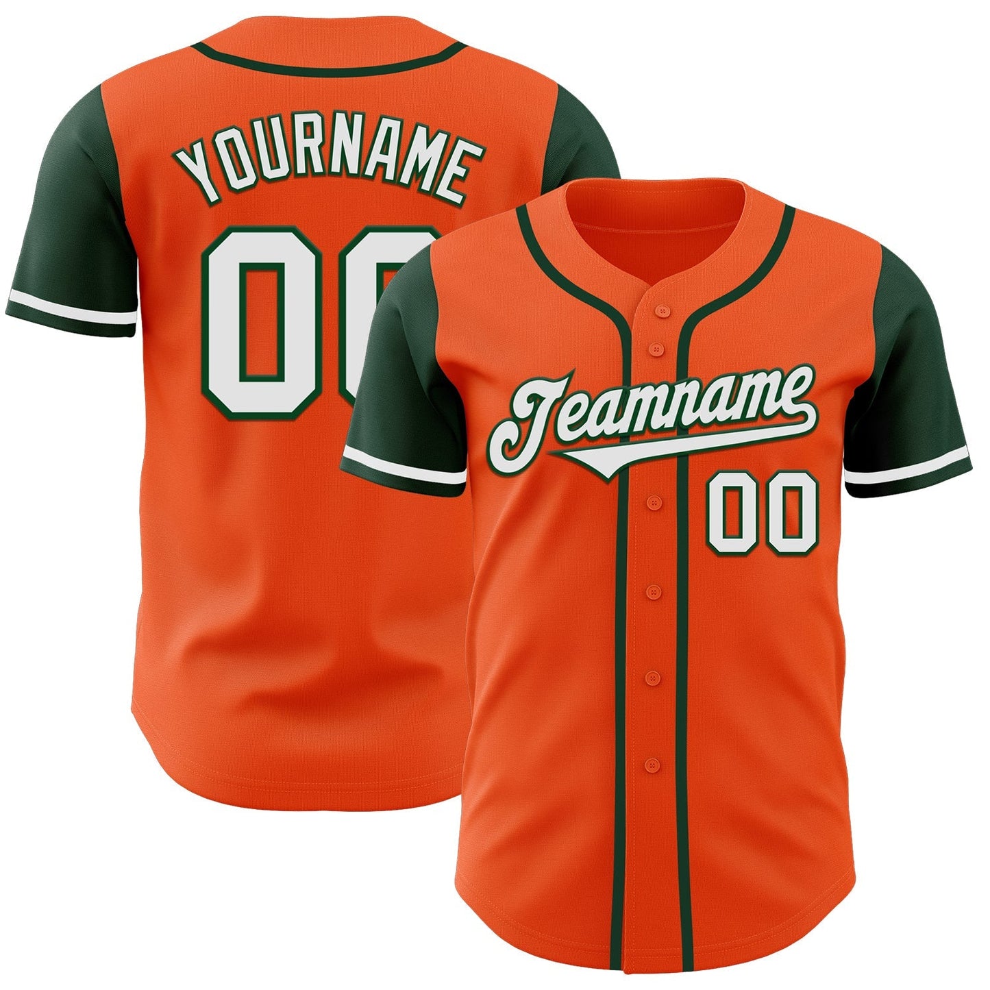 Custom Orange White-Green Authentic Two Tone Baseball Jersey baseball jersey product view 1