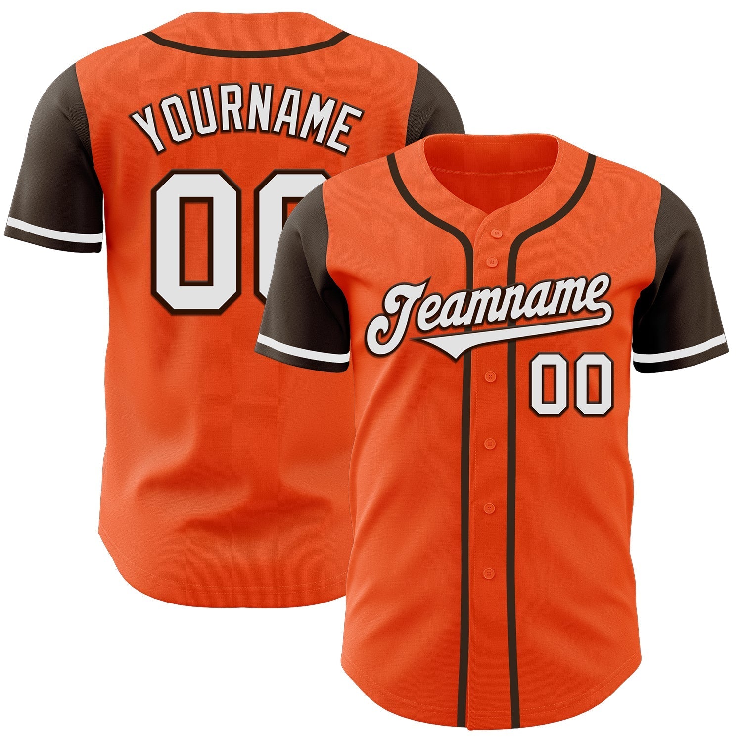 Custom Orange White-Brown Authentic Two Tone Baseball Jersey baseball jersey product view 1