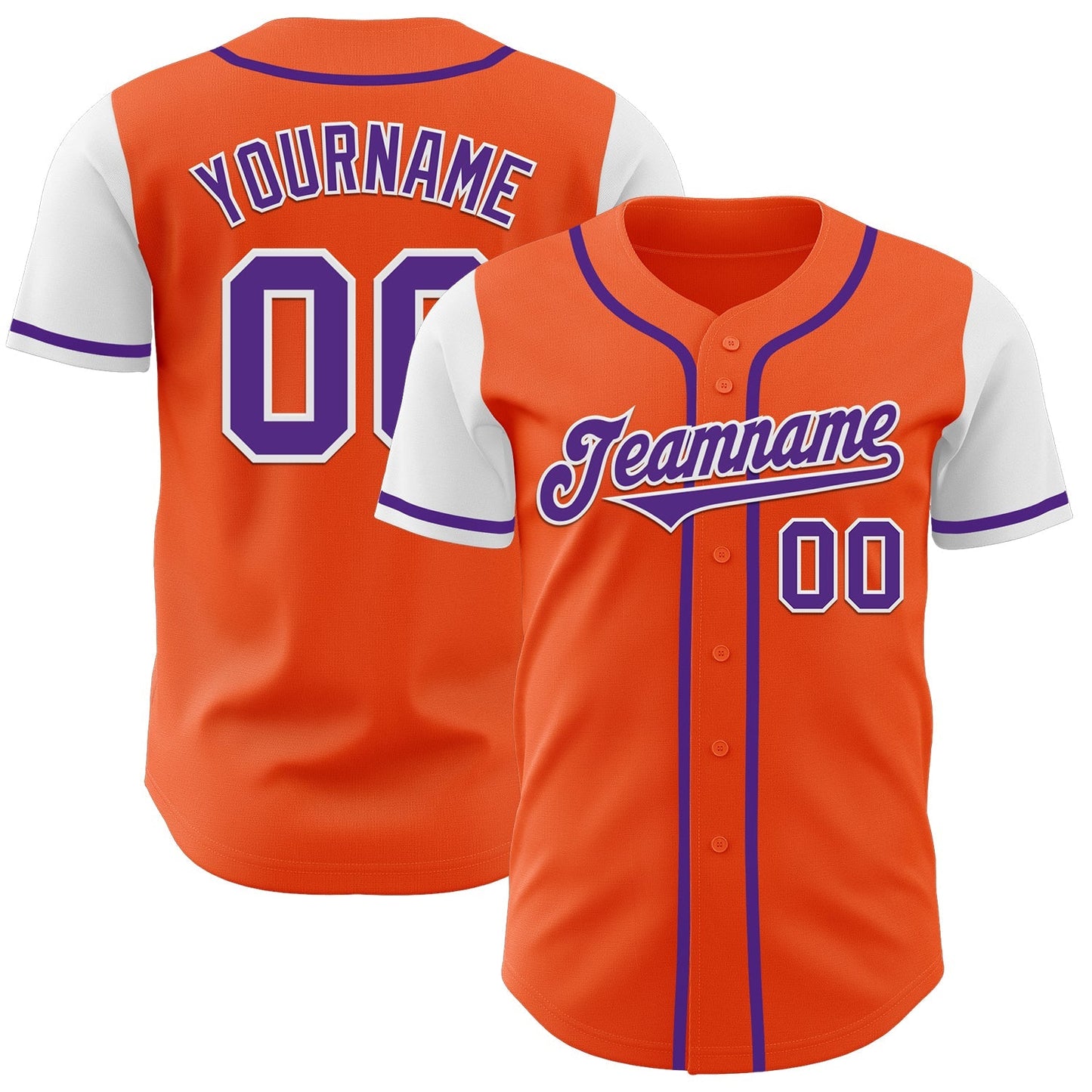Custom Orange Purple-White Authentic Two Tone Baseball Jersey baseball jersey product view 1