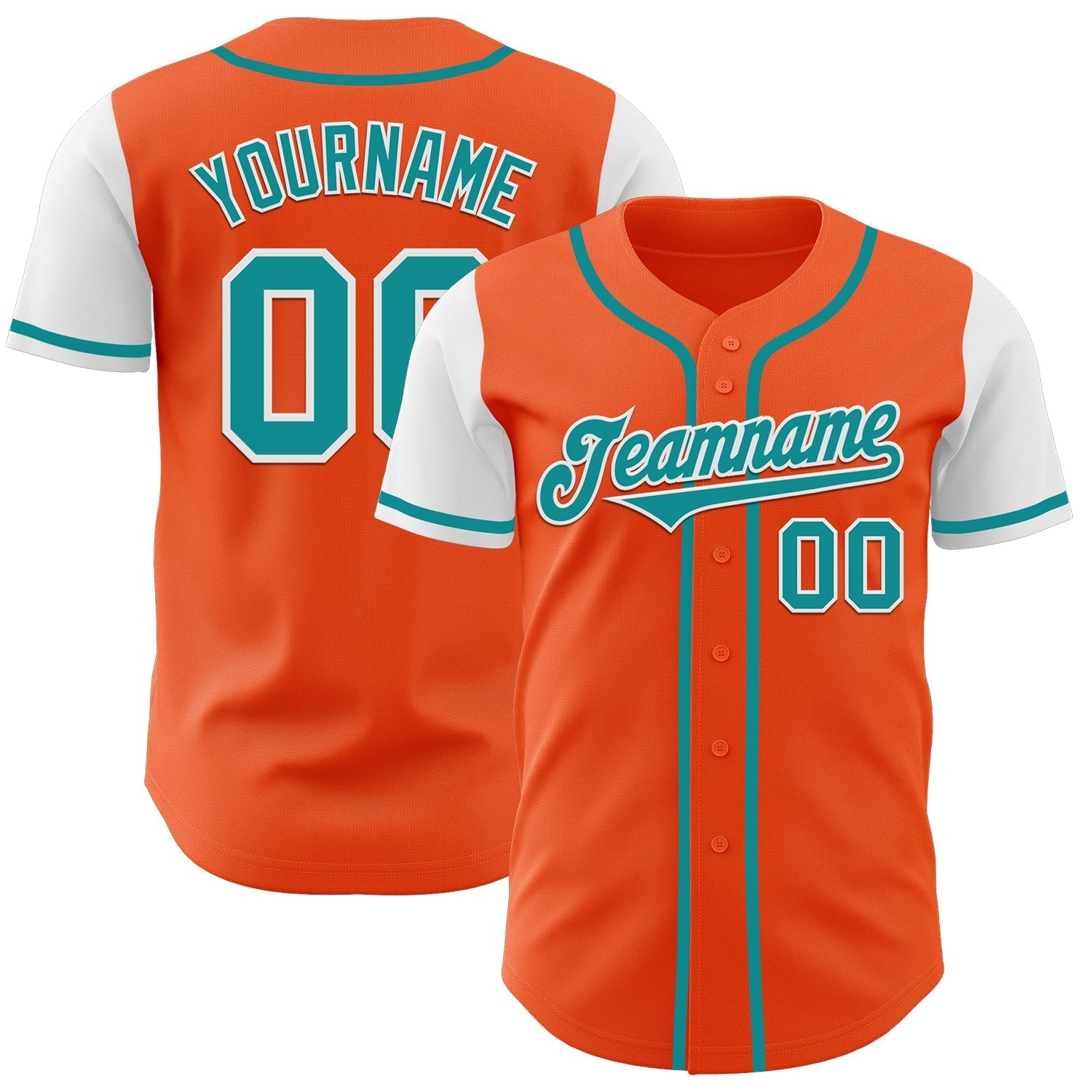 Custom Orange Teal-White Authentic Two Tone Baseball Jersey baseball jersey product view 1