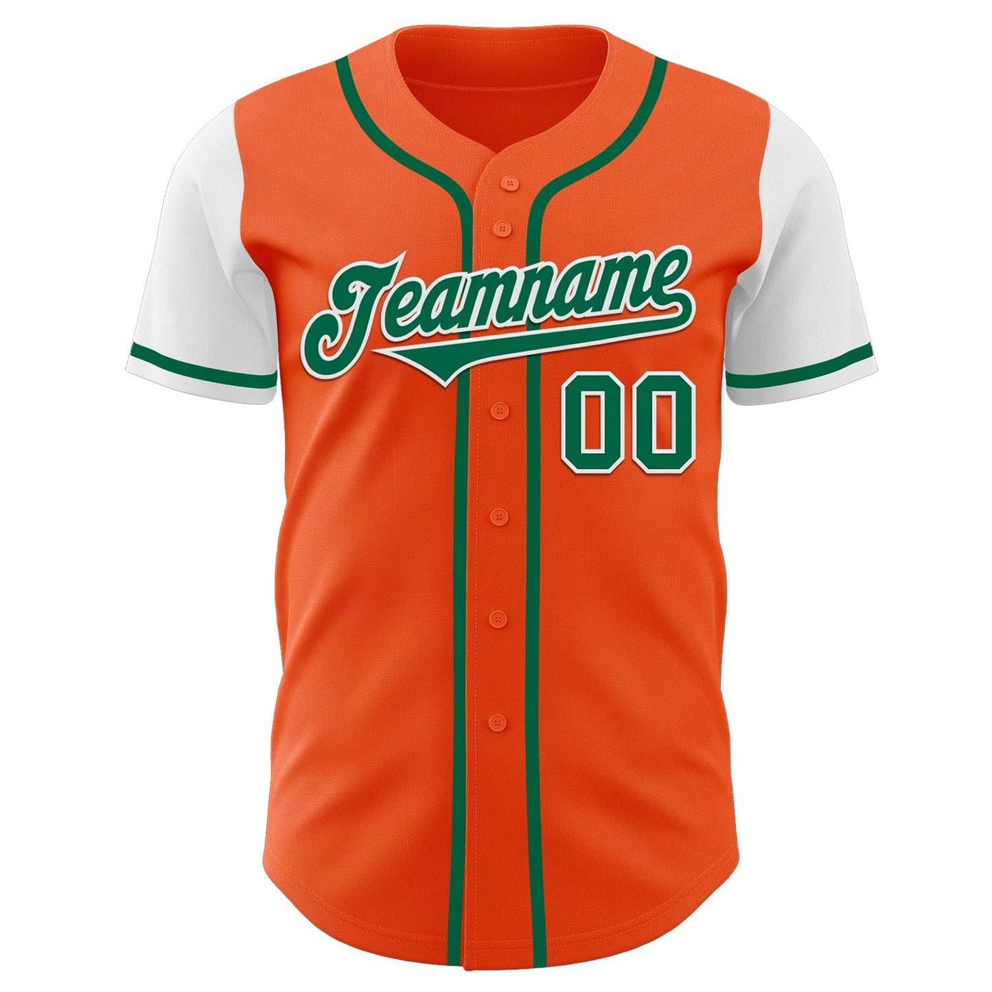 Custom Orange Kelly Green-White Authentic Two Tone Baseball Jersey baseball jersey product view 2
