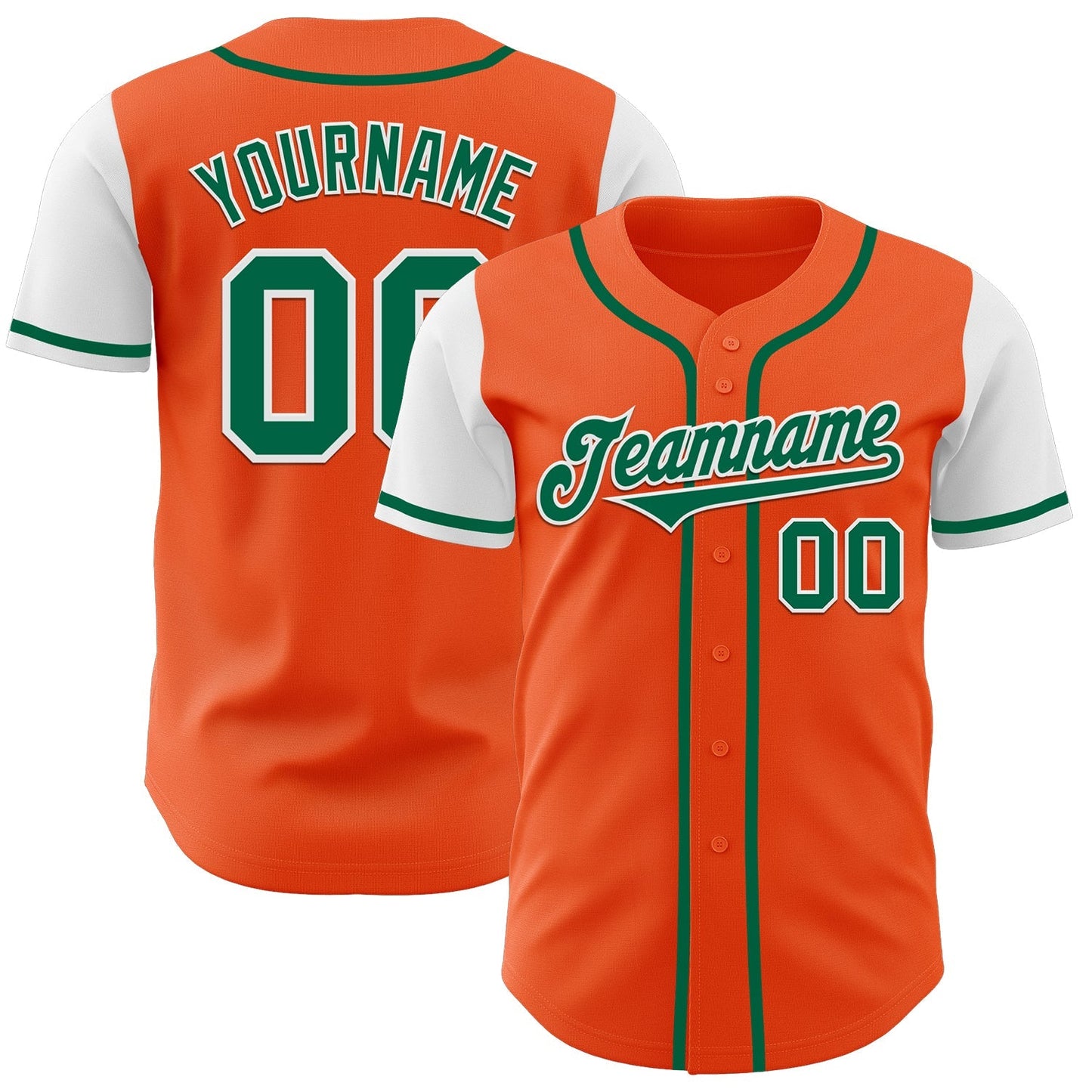Custom Orange Kelly Green-White Authentic Two Tone Baseball Jersey baseball jersey product view 1