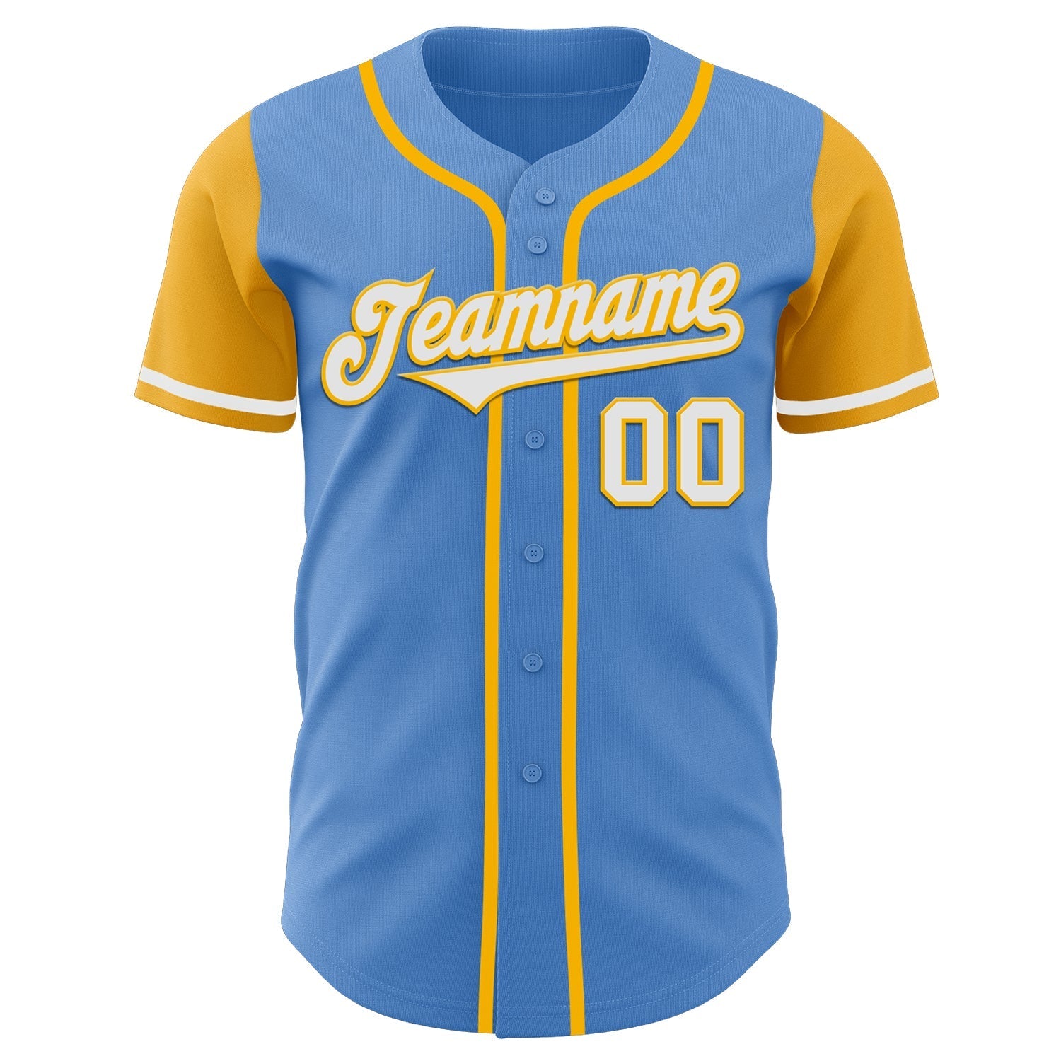 Custom Powder Blue White-Gold Authentic Two Tone Baseball Jersey baseball jersey product view 2
