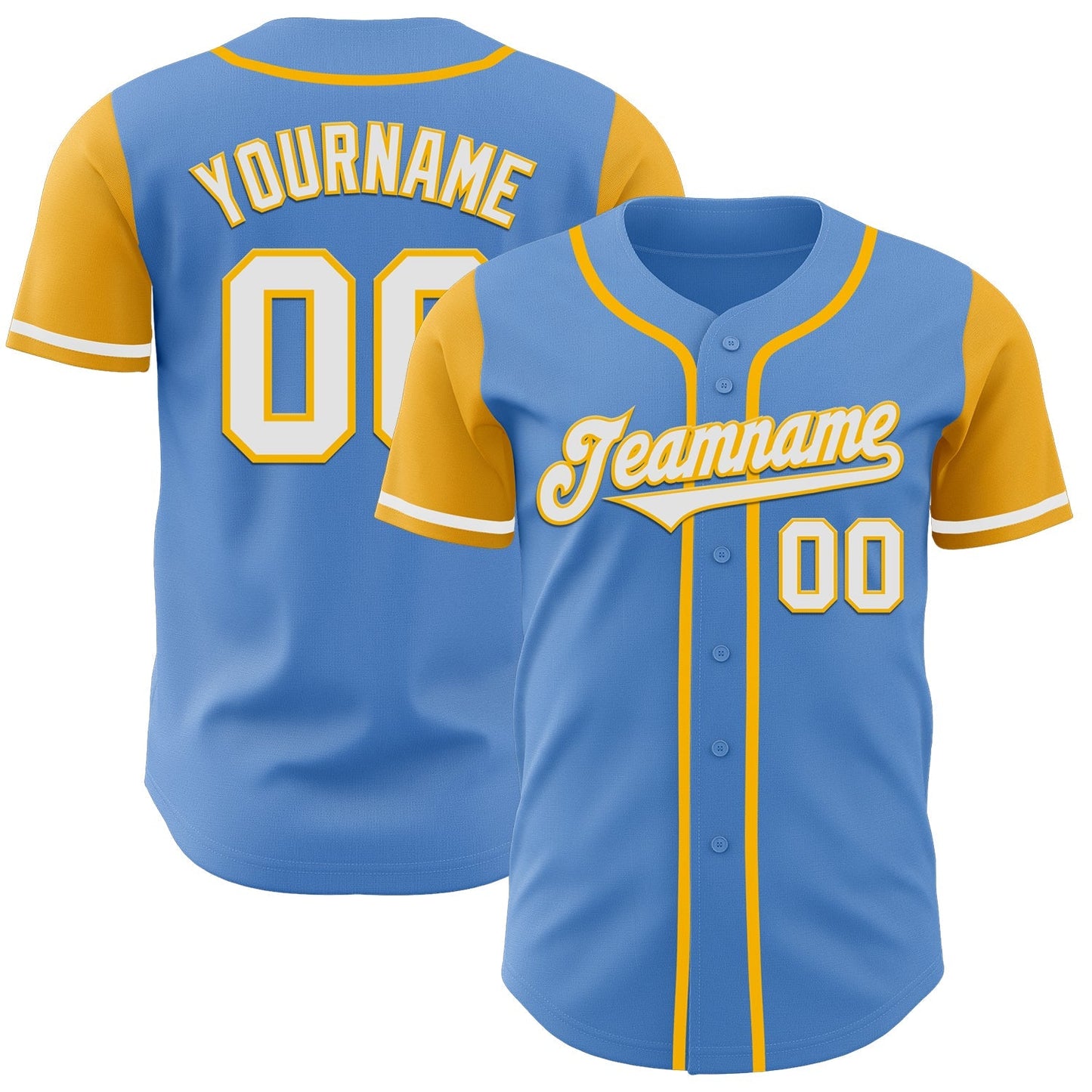 Custom Powder Blue White-Gold Authentic Two Tone Baseball Jersey baseball jersey product view 1