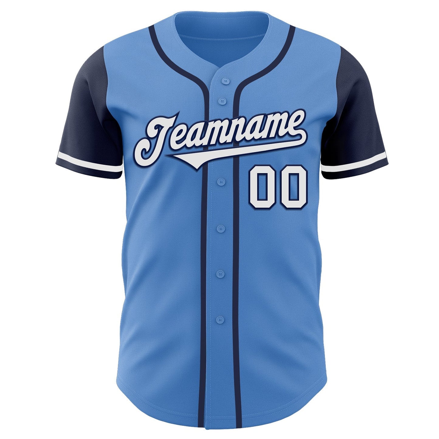 Custom Powder Blue White-Navy Authentic Two Tone Baseball Jersey baseball jersey product view 2