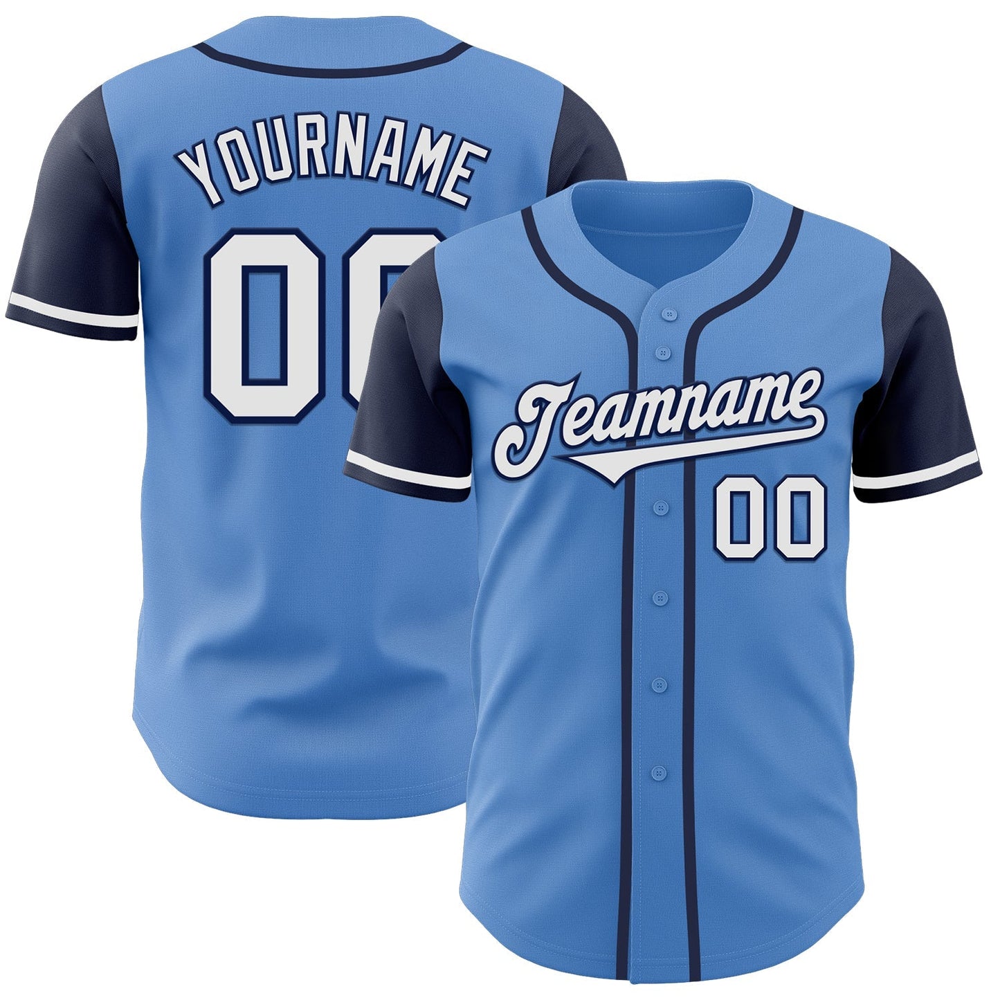 Custom Powder Blue White-Navy Authentic Two Tone Baseball Jersey baseball jersey product view 1