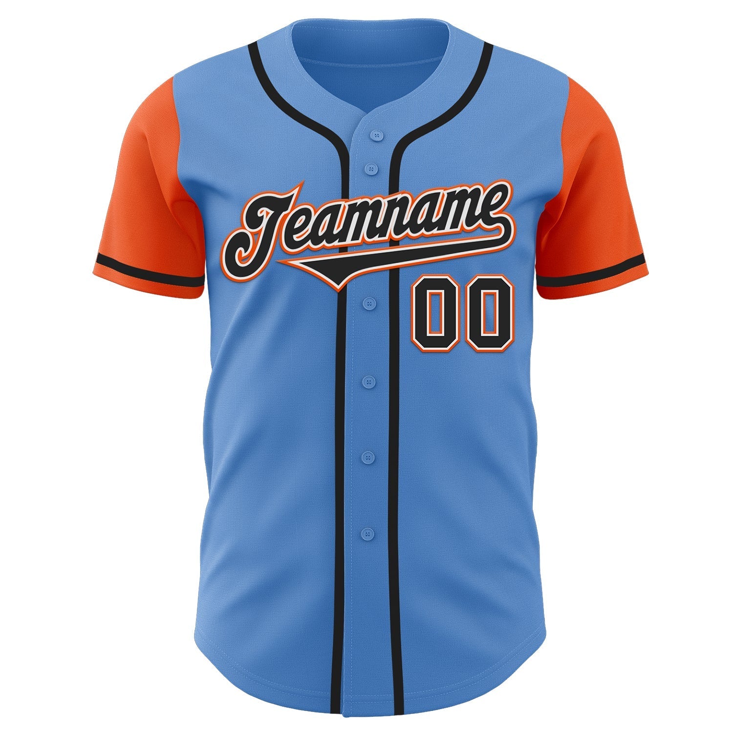 Custom Powder Blue Black-Orange Authentic Two Tone Baseball Jersey baseball jersey product view 2