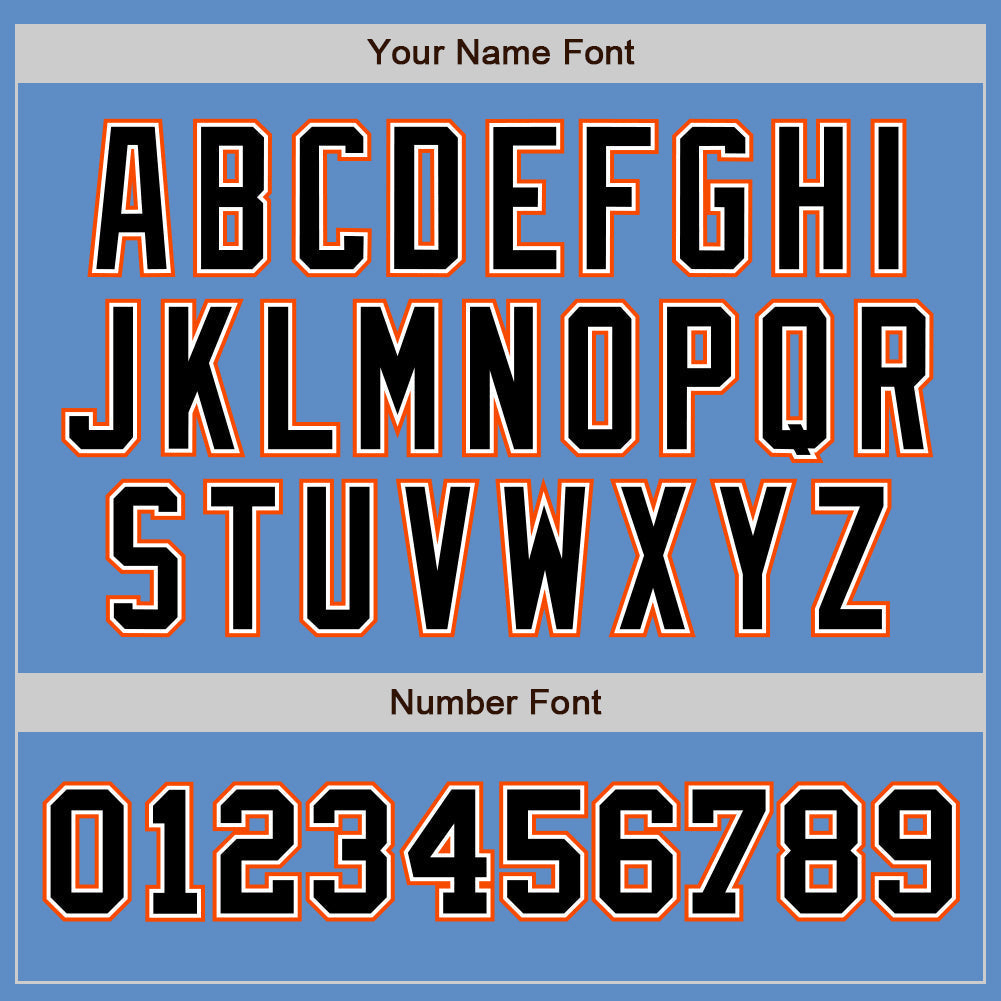 Custom Powder Blue Black-Orange Authentic Two Tone Baseball Jersey baseball jersey product view 5