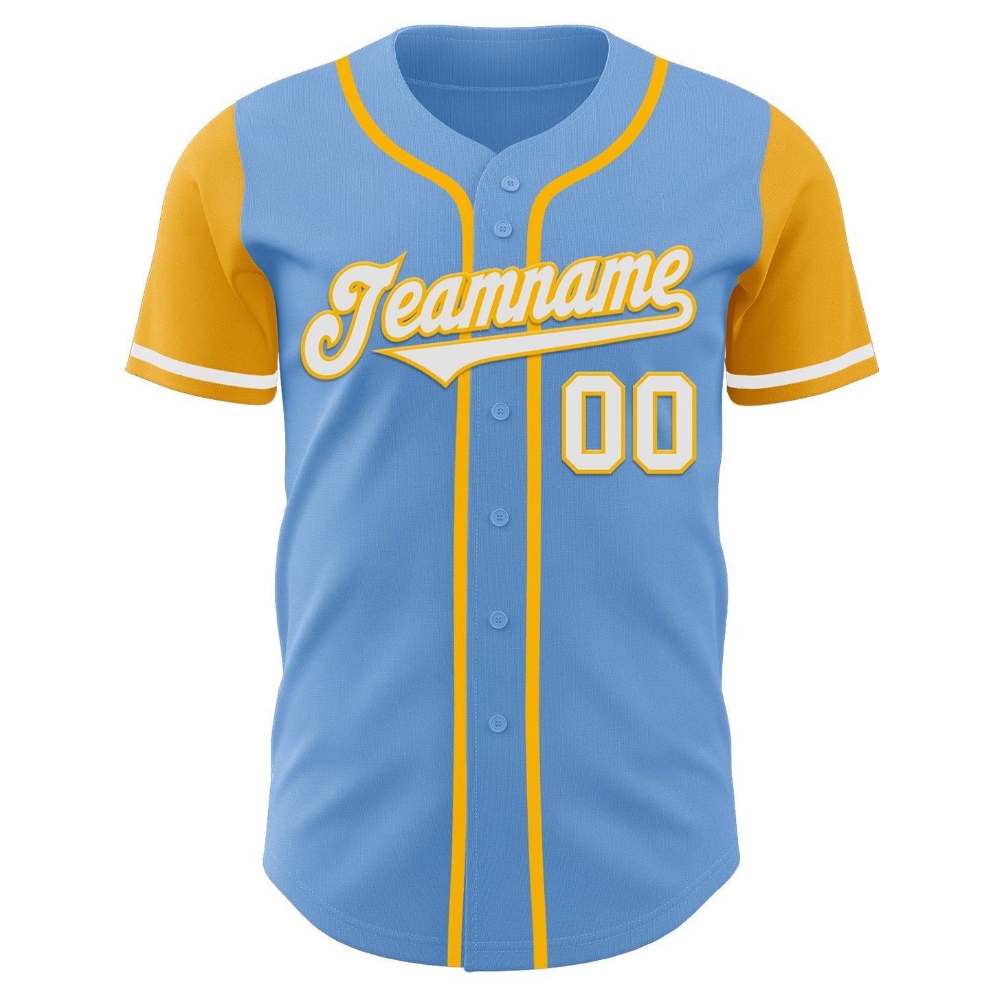 Custom Light Blue White-Gold Authentic Two Tone Baseball Jersey baseball jersey product view 2