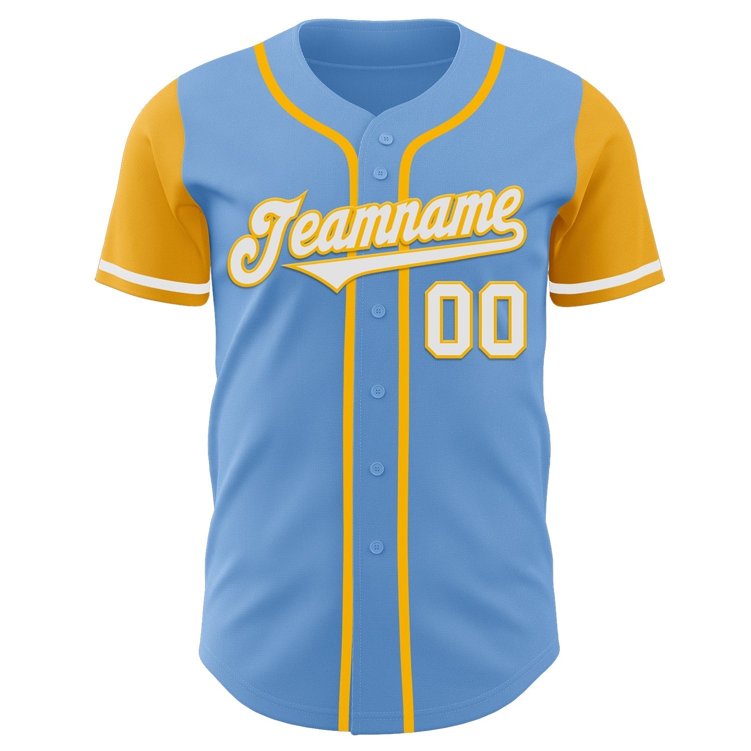 Custom Light Blue White-Gold Authentic Two Tone Baseball Jersey baseball jersey product view 2