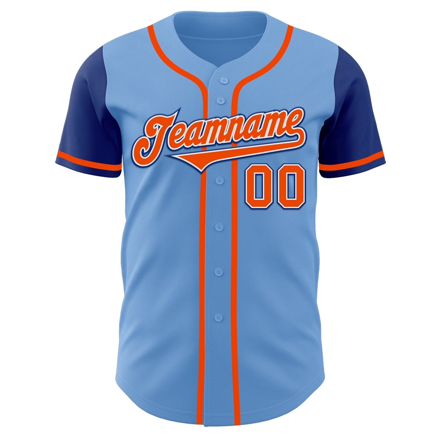 Custom Light Blue Orange-Royal Authentic Two Tone Baseball Jersey baseball jersey product view 2