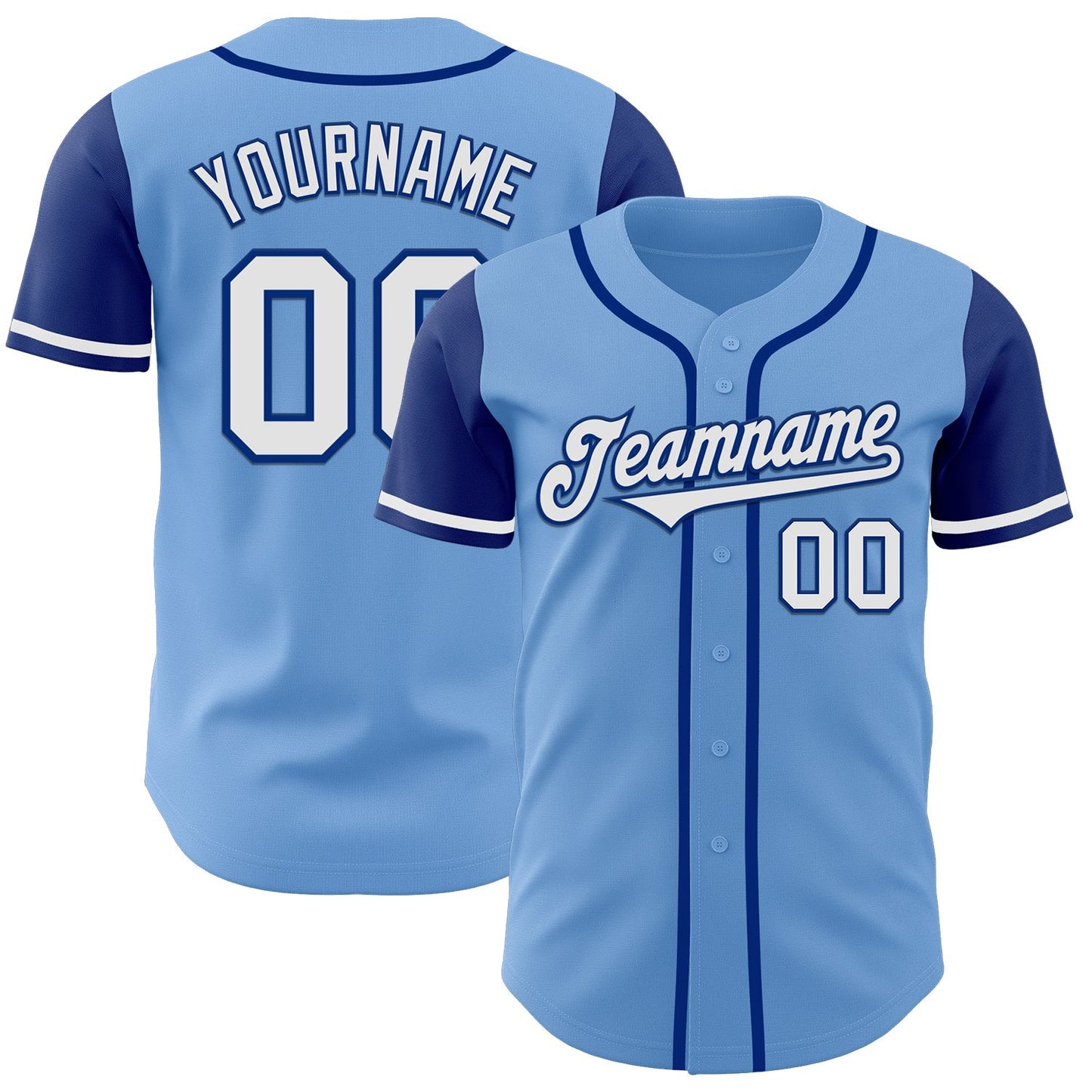 Custom Light Blue White-Royal Authentic Two Tone Baseball Jersey baseball jersey product view 1