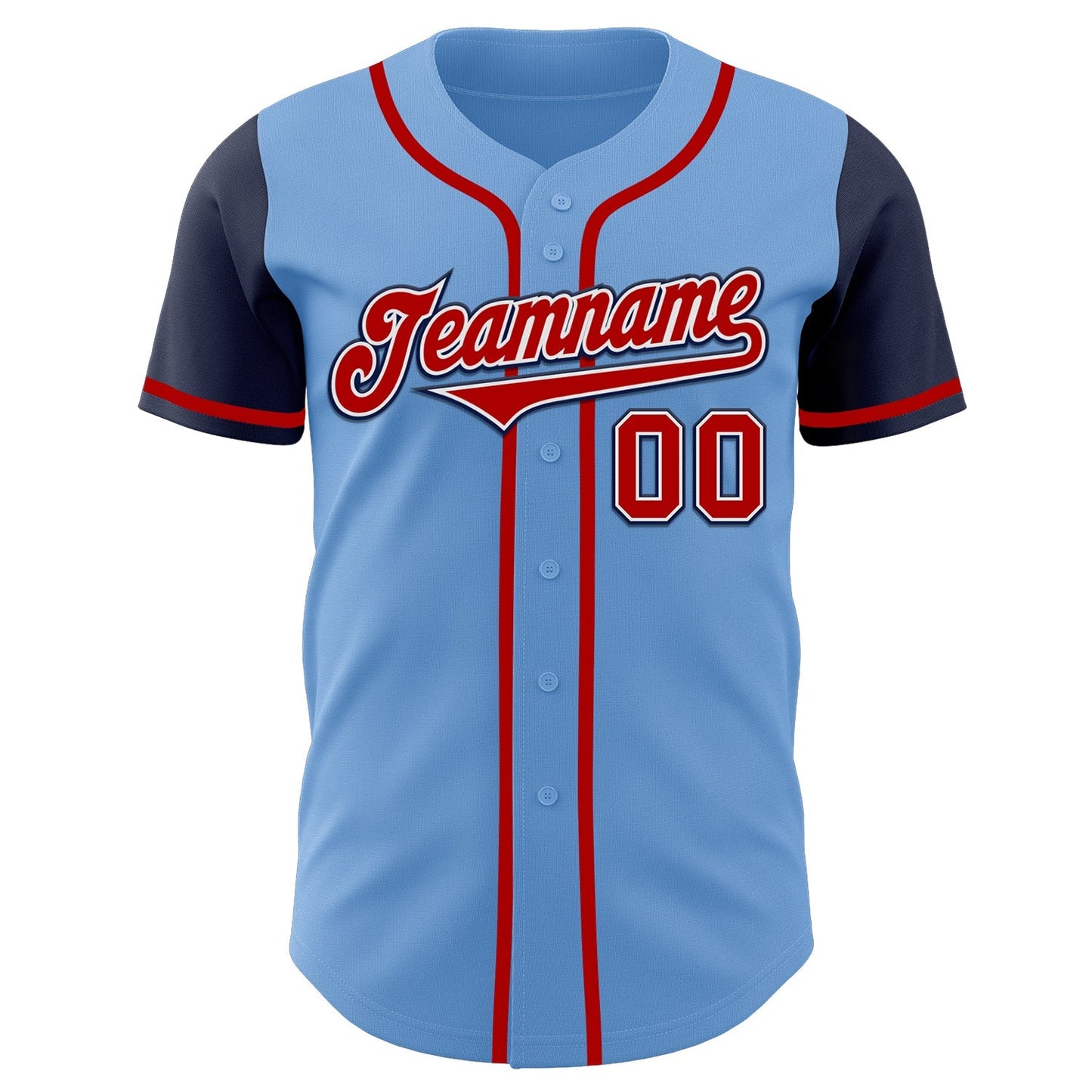 Custom Light Blue Red-Navy Authentic Two Tone Baseball Jersey baseball jersey product view 2