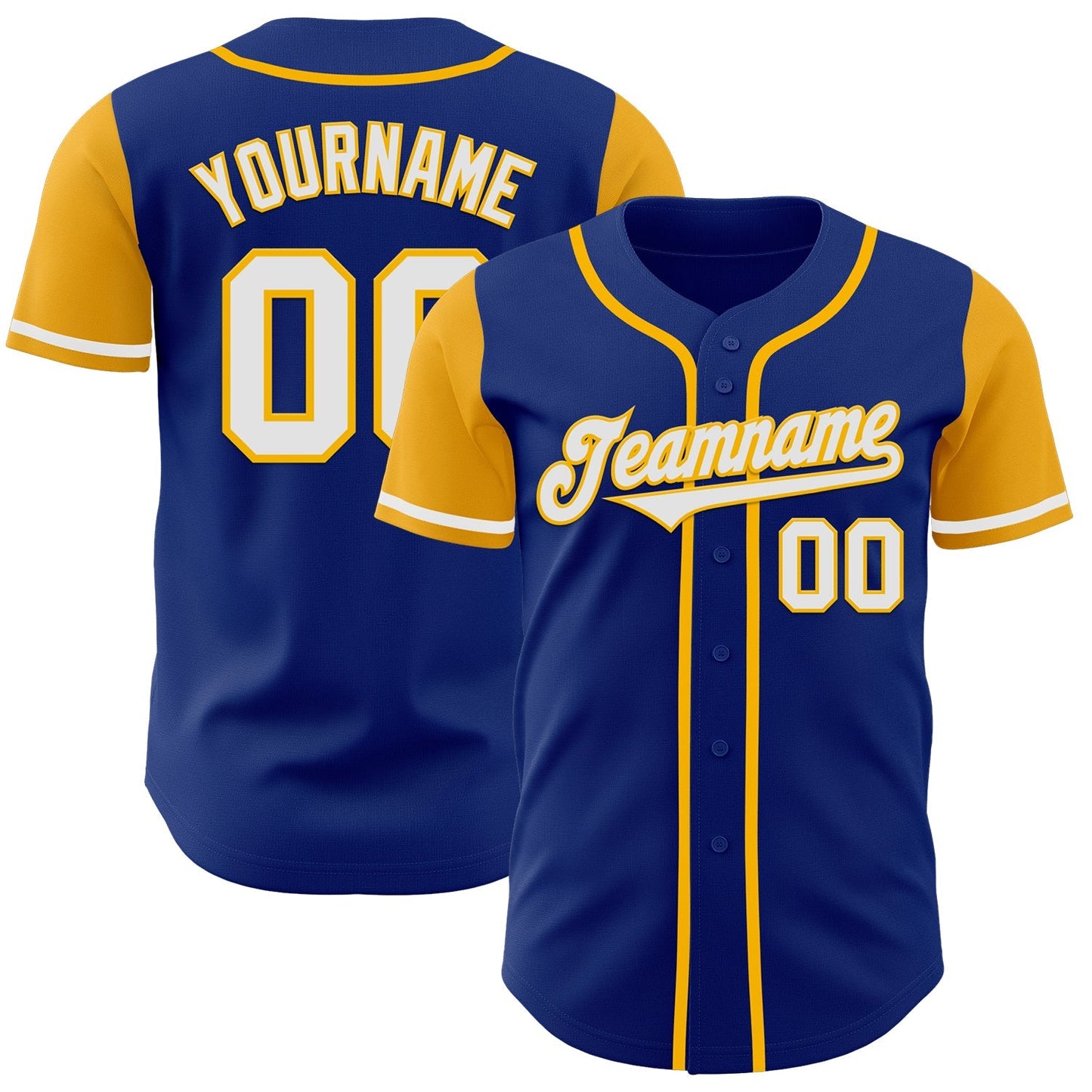 Custom Royal White-Gold Authentic Two Tone Baseball Jersey baseball jersey product view 1