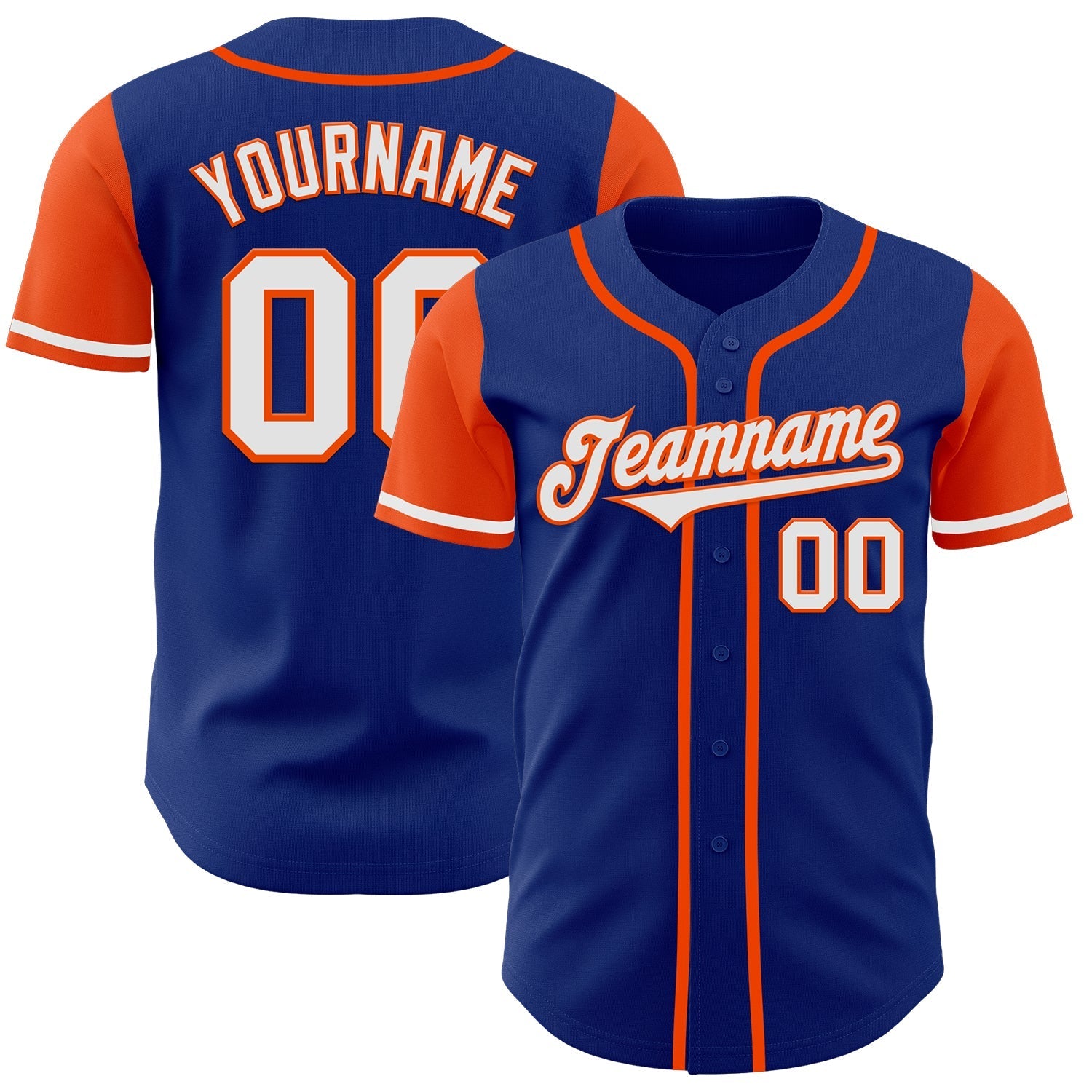 Custom Royal White-Orange Authentic Two Tone Baseball Jersey baseball jersey product view 1