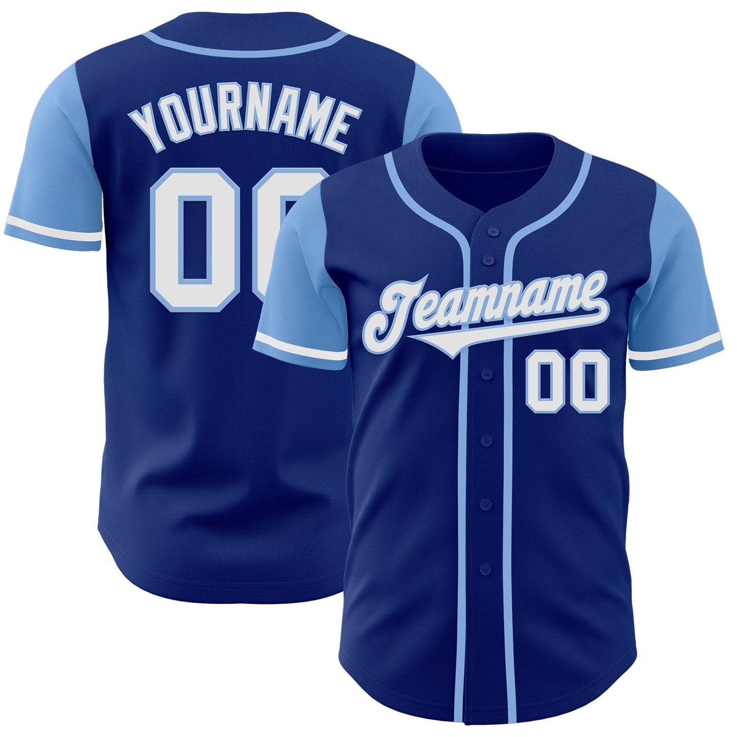 Custom Royal White-Light Blue Authentic Two Tone Baseball Jersey baseball jersey product view 1