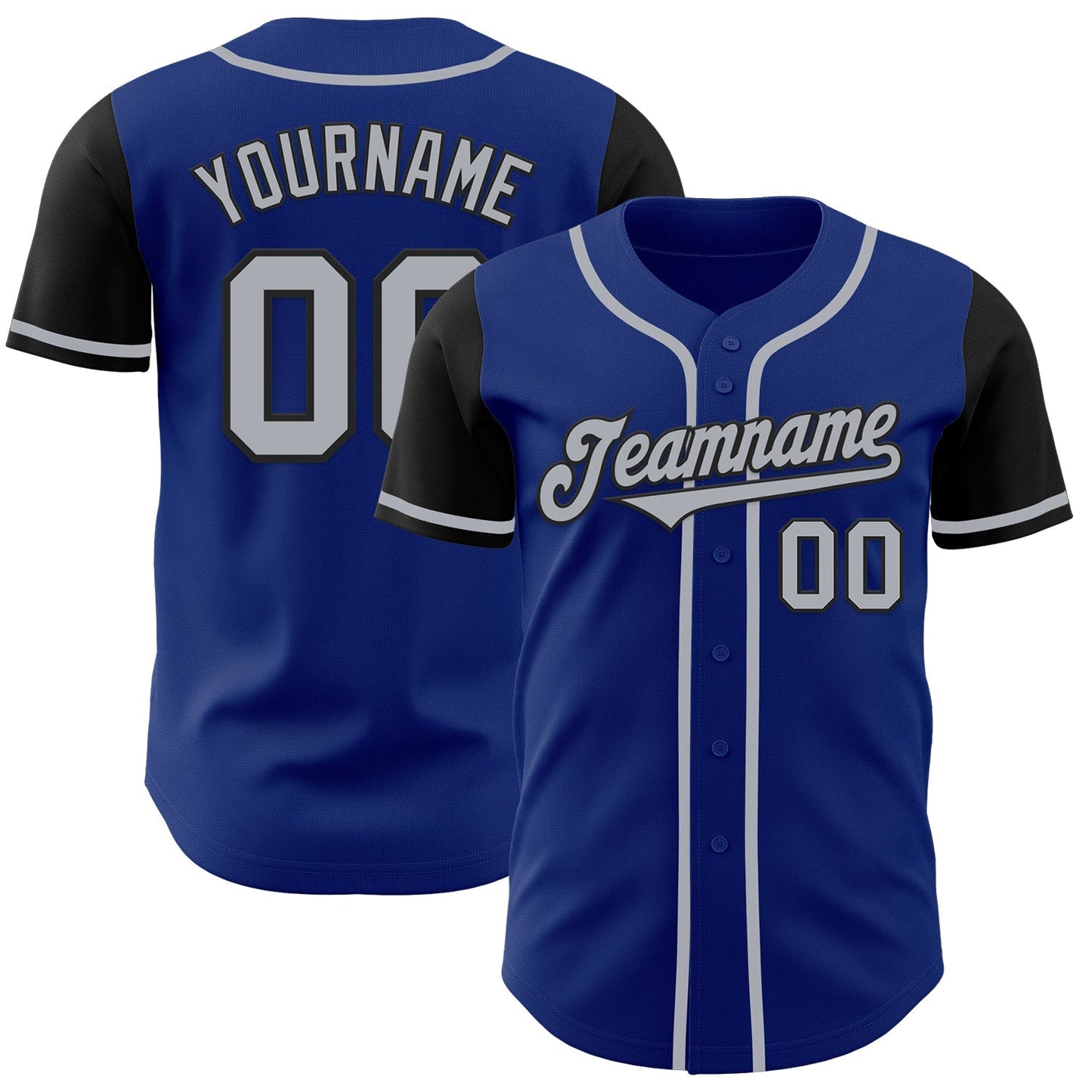 Custom Royal Gray-Black Authentic Two Tone Baseball Jersey baseball jersey product view 1