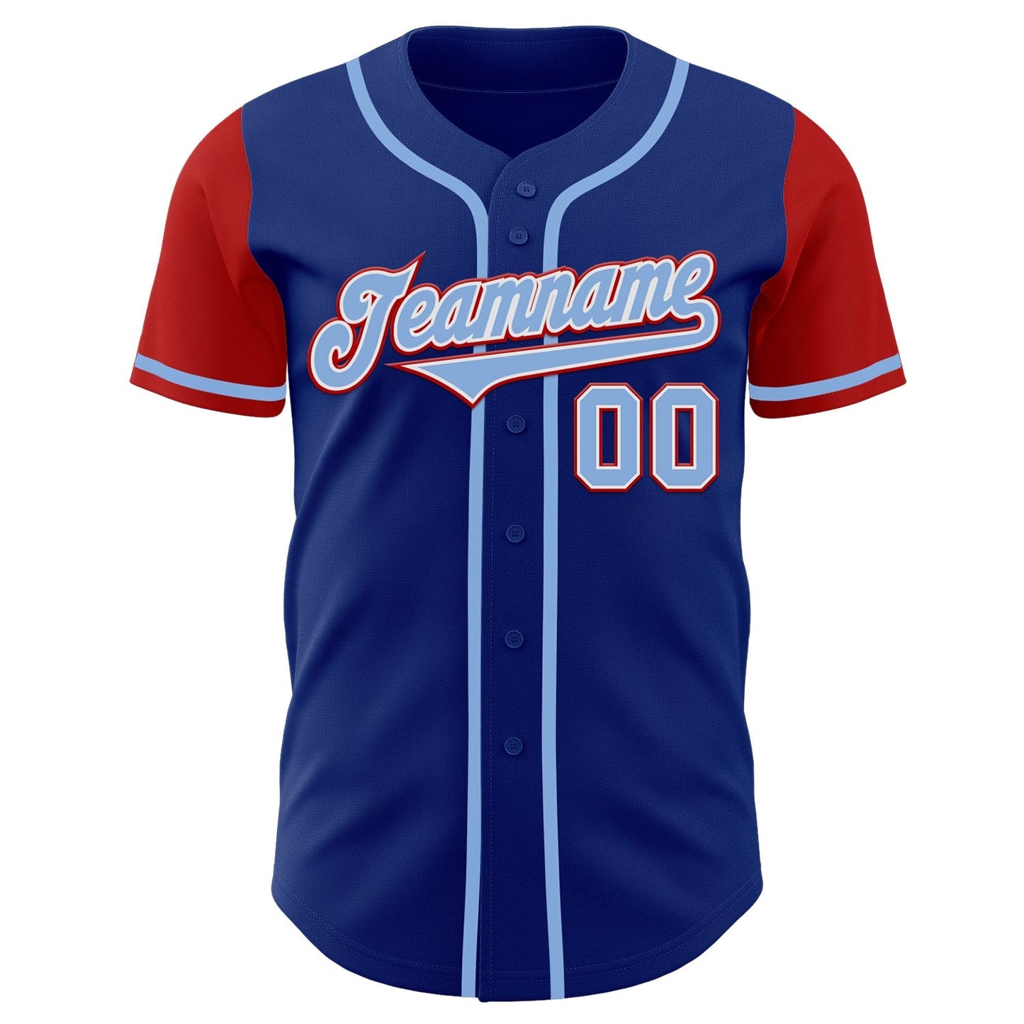 Custom Royal Light Blue-Red Authentic Two Tone Baseball Jersey baseball jersey product view 2