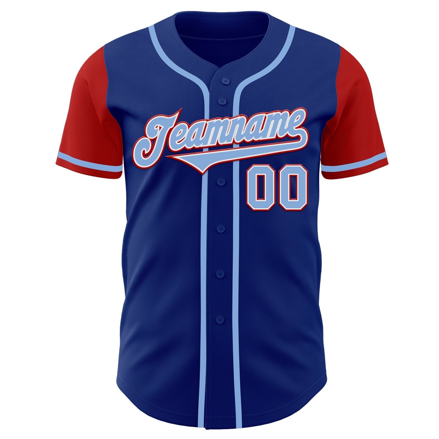 Custom Royal Light Blue-Red Authentic Two Tone Baseball Jersey baseball jersey product view 2