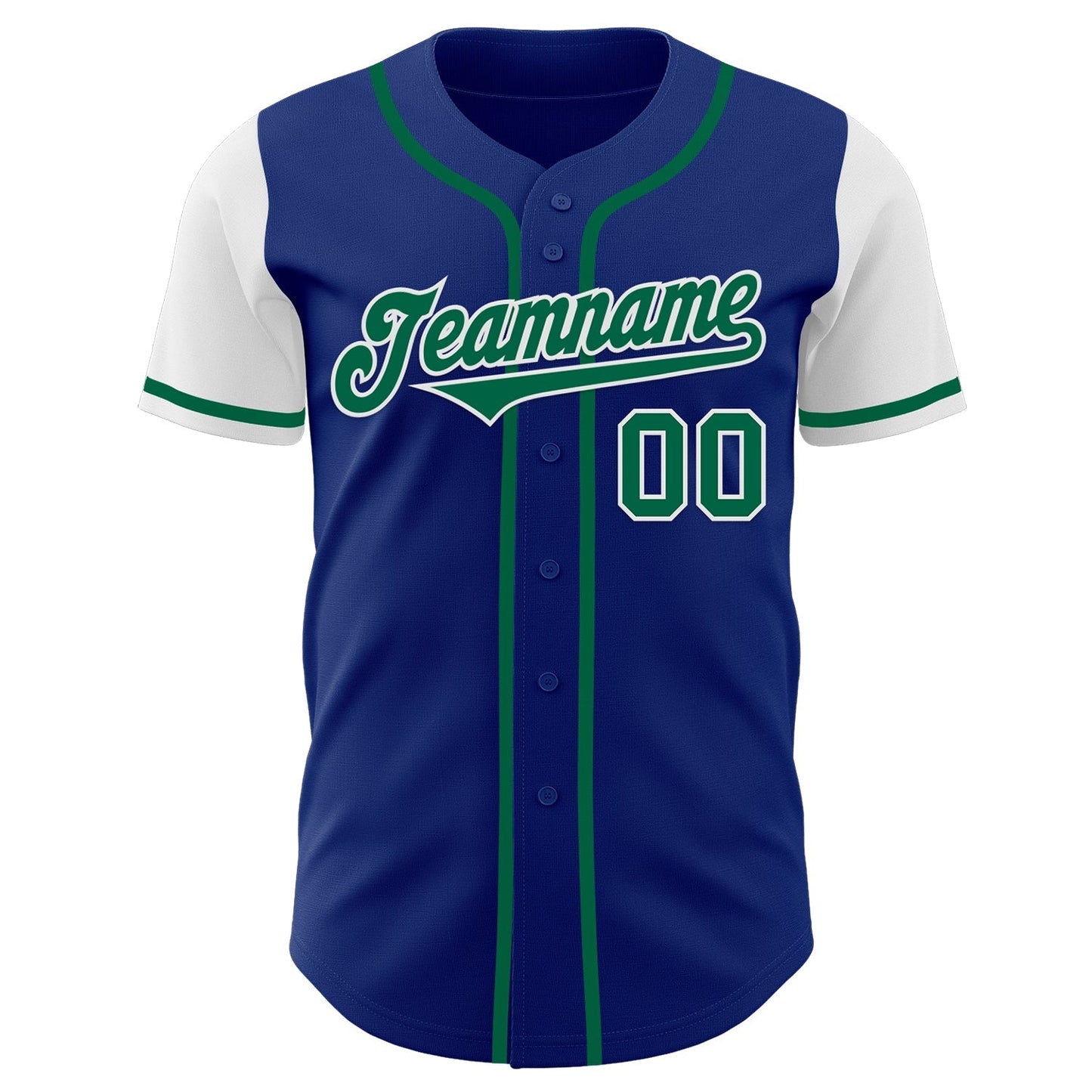 Custom Royal Kelly Green-White Authentic Two Tone Baseball Jersey baseball jersey product view 2