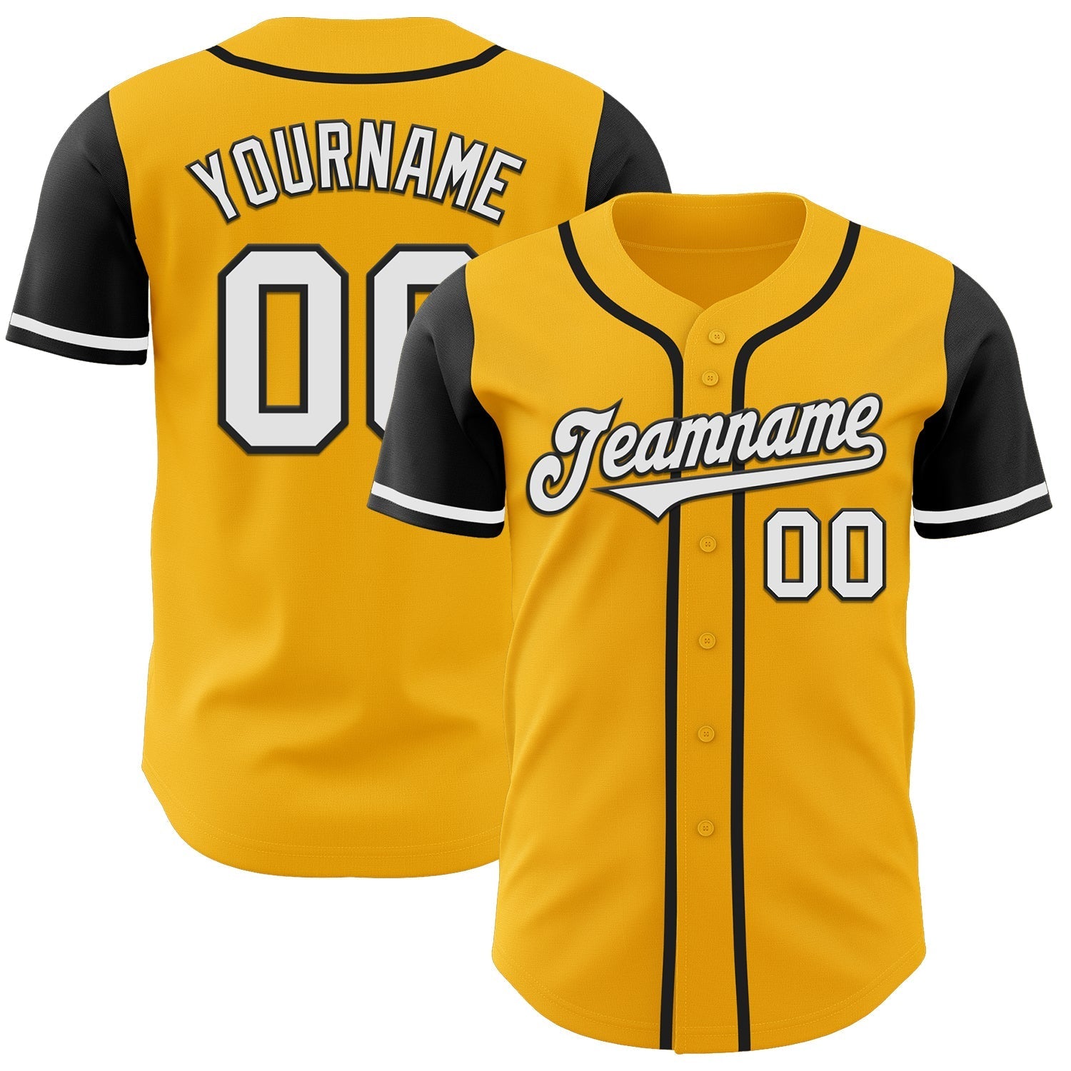 Custom Gold White-Black Authentic Two Tone Baseball Jersey baseball jersey product view 1