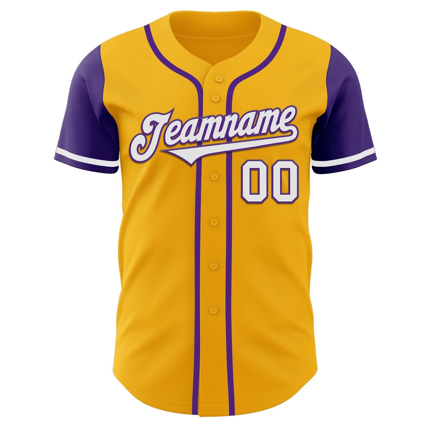 Custom Gold White-Purple Authentic Two Tone Baseball Jersey baseball jersey product view 2