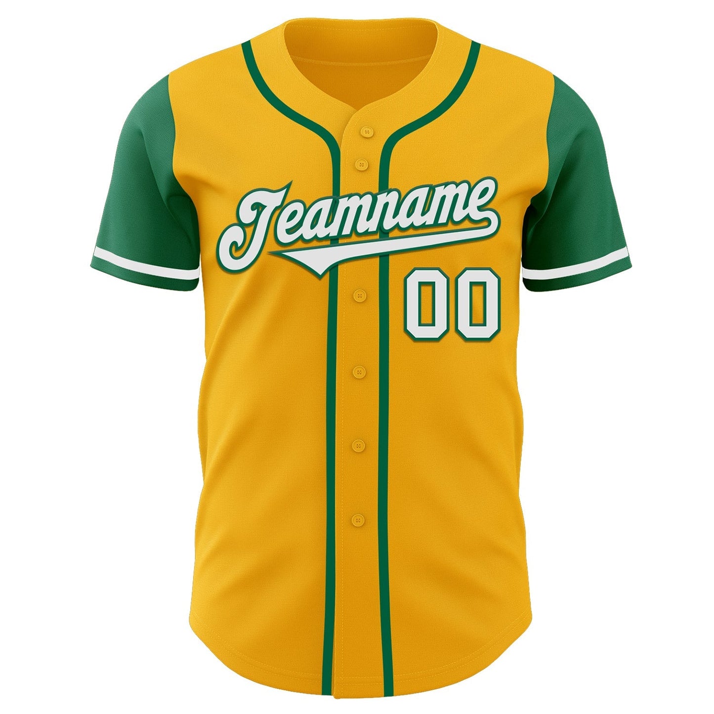 Custom Gold White-Kelly Green Authentic Two Tone Baseball Jersey baseball jersey product view 2