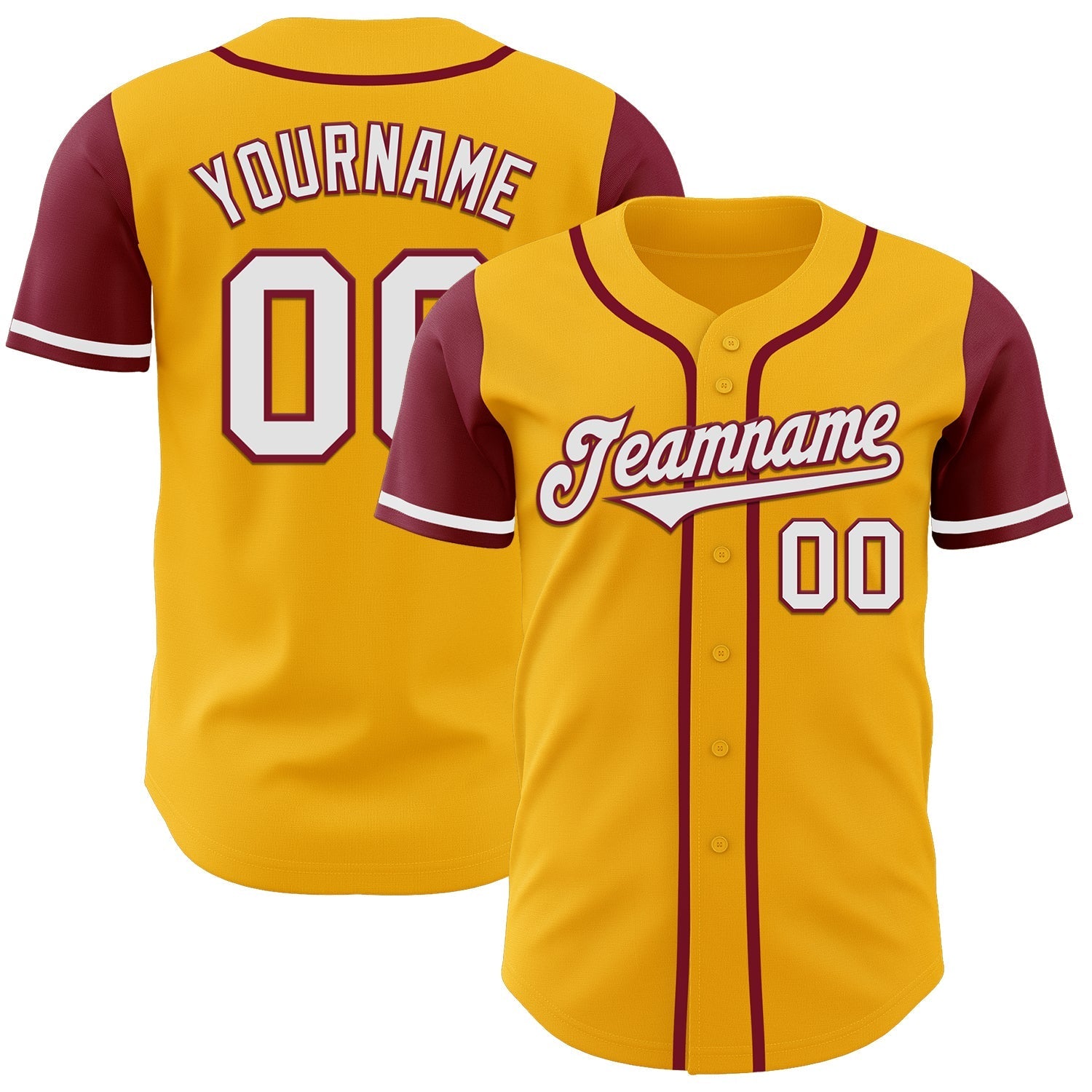 Custom Gold White-Crimson Authentic Two Tone Baseball Jersey baseball jersey product view 1