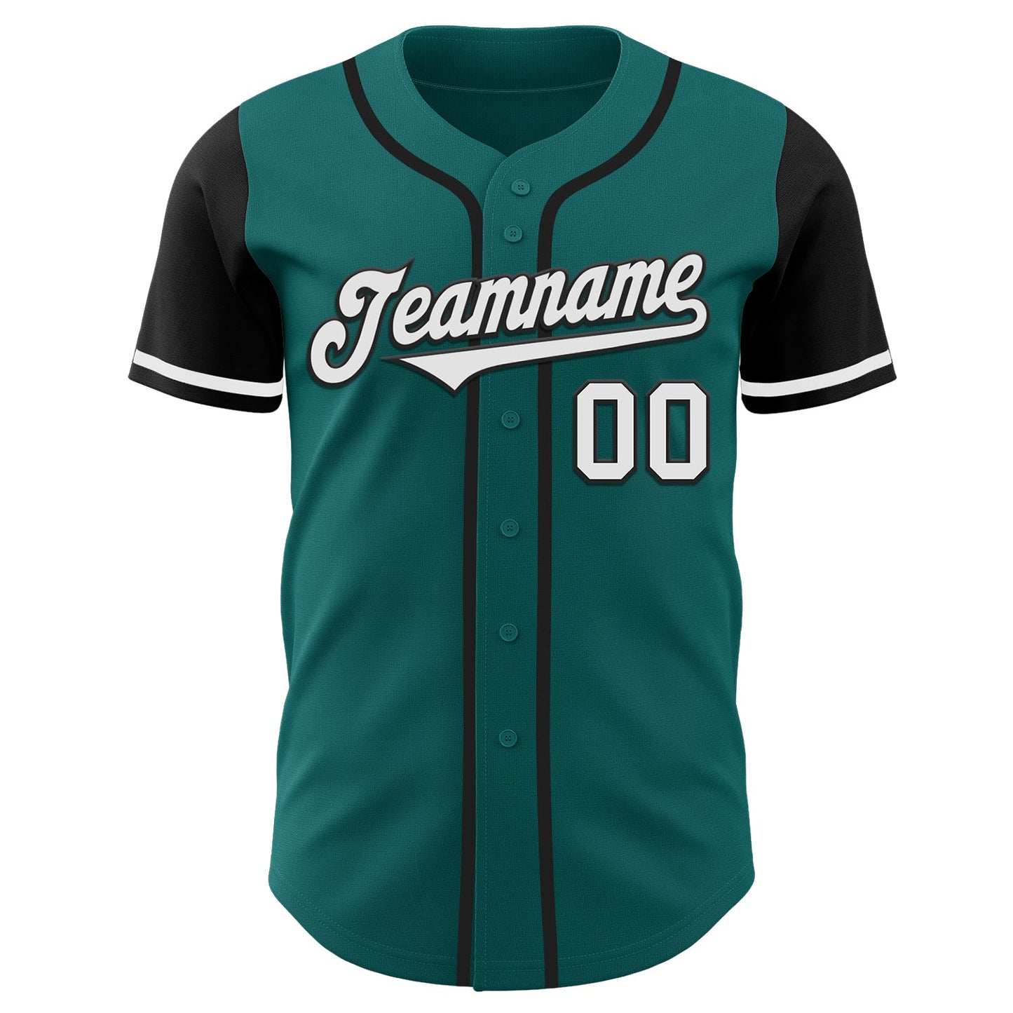 Custom Teal White-Black Authentic Two Tone Baseball Jersey baseball jersey product view 2