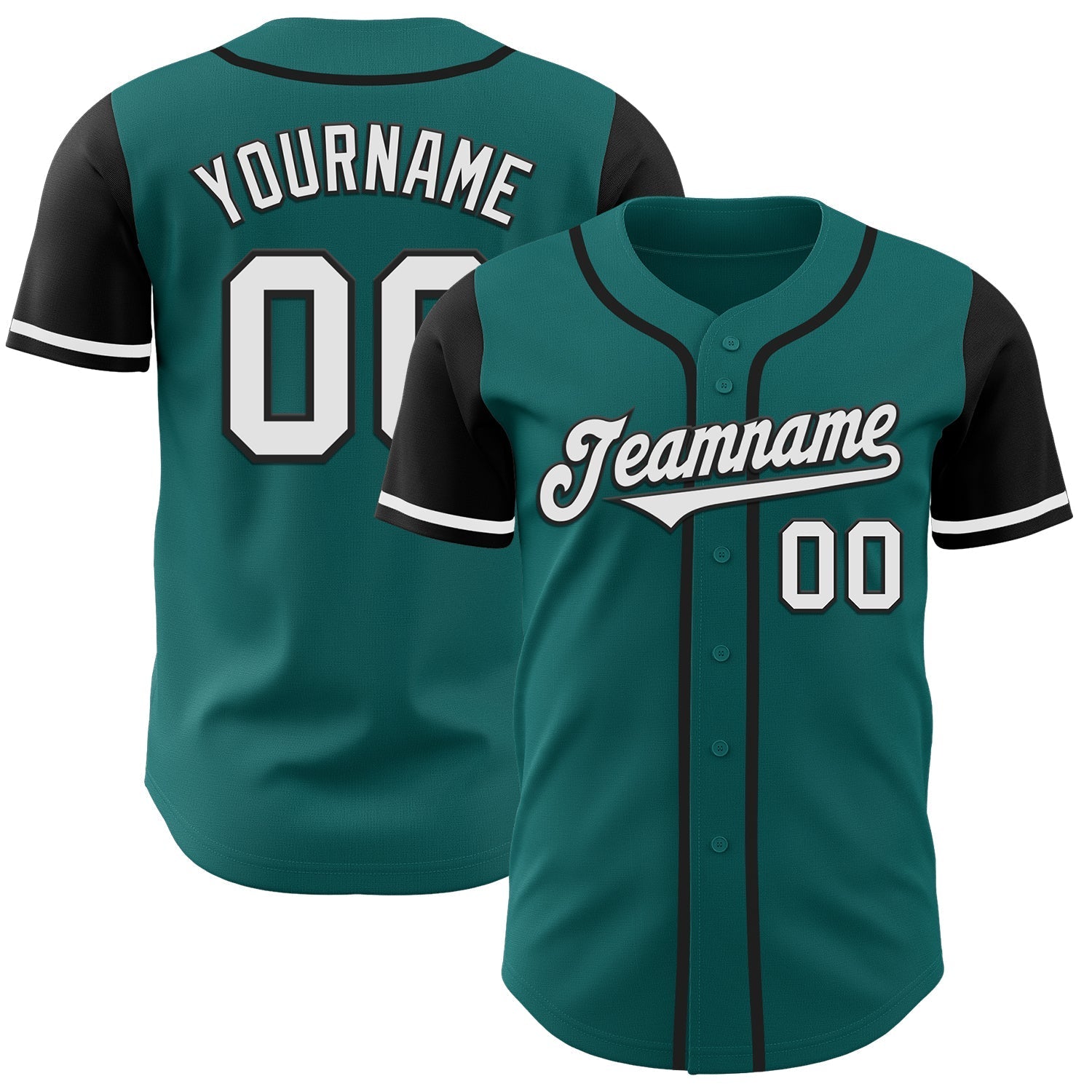 Custom Teal White-Black Authentic Two Tone Baseball Jersey baseball jersey product view 1