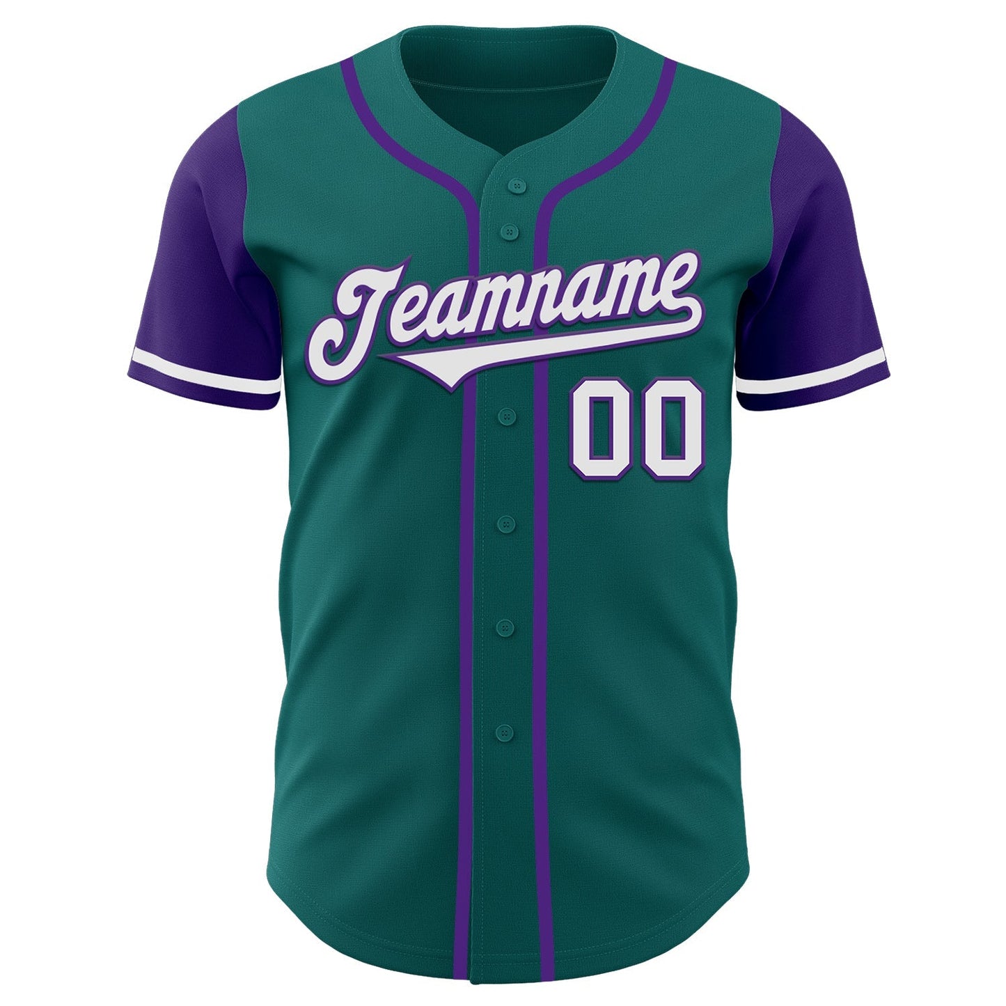 Custom Teal White-Purple Authentic Two Tone Baseball Jersey baseball jersey product view 2