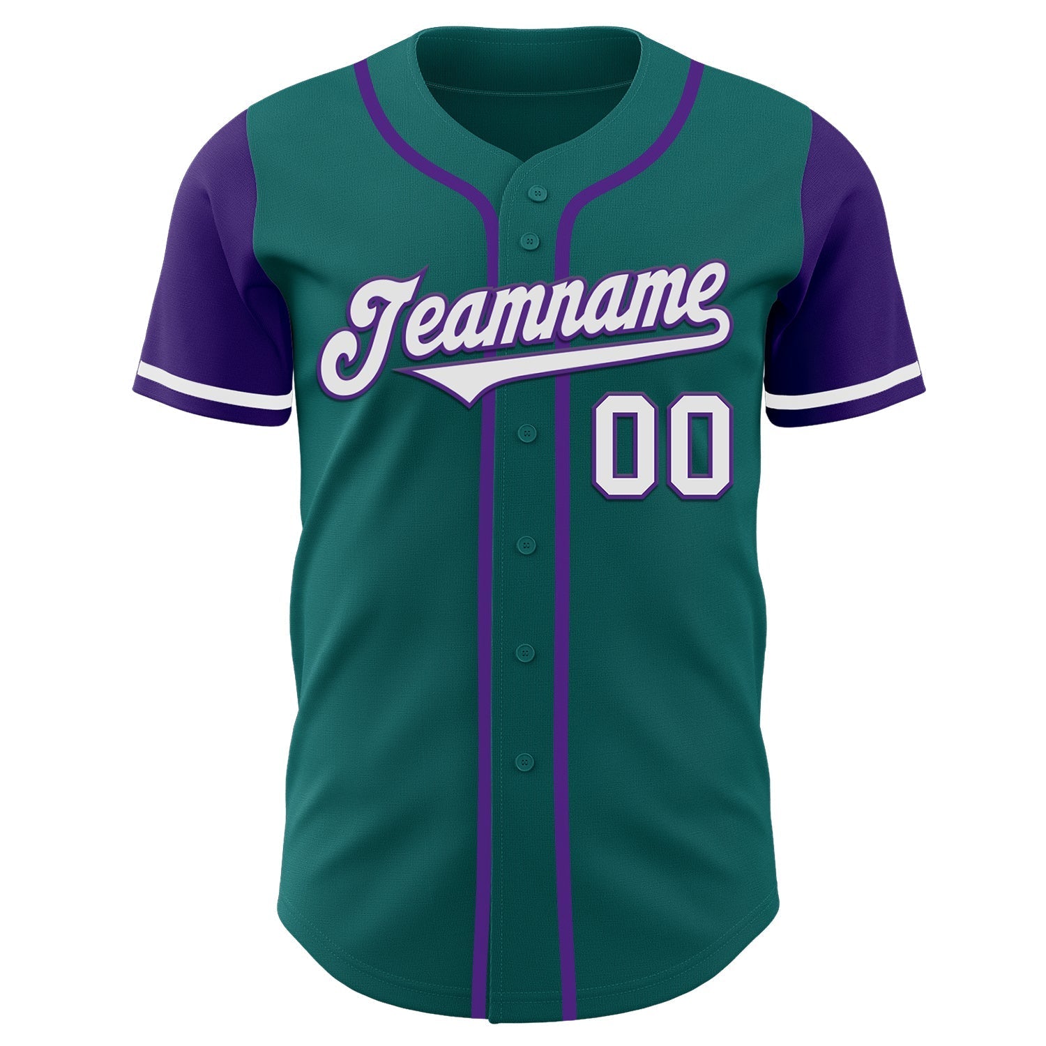 Custom Teal White-Purple Authentic Two Tone Baseball Jersey baseball jersey product view 2