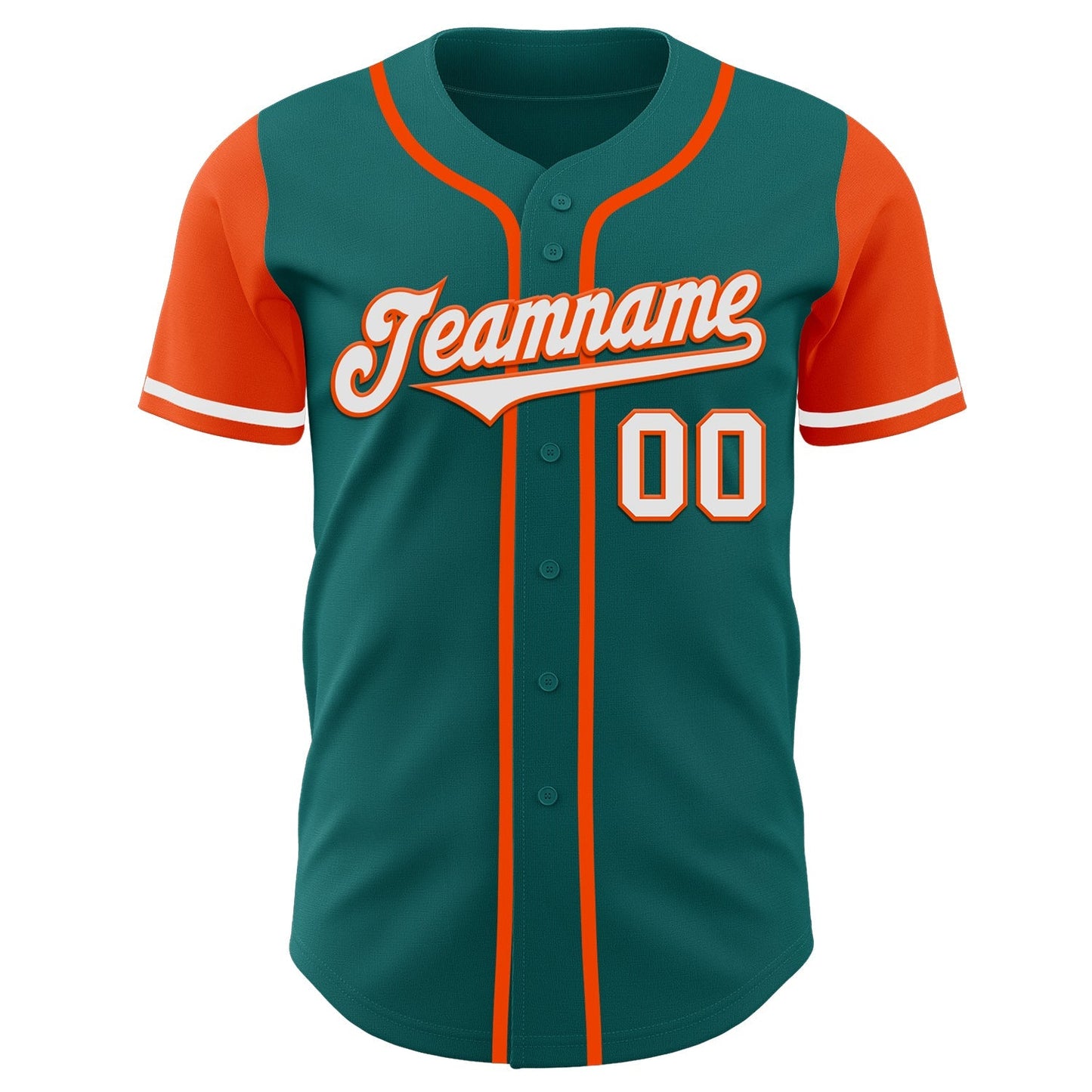 Custom Teal White-Orange Authentic Two Tone Baseball Jersey baseball jersey product view 2