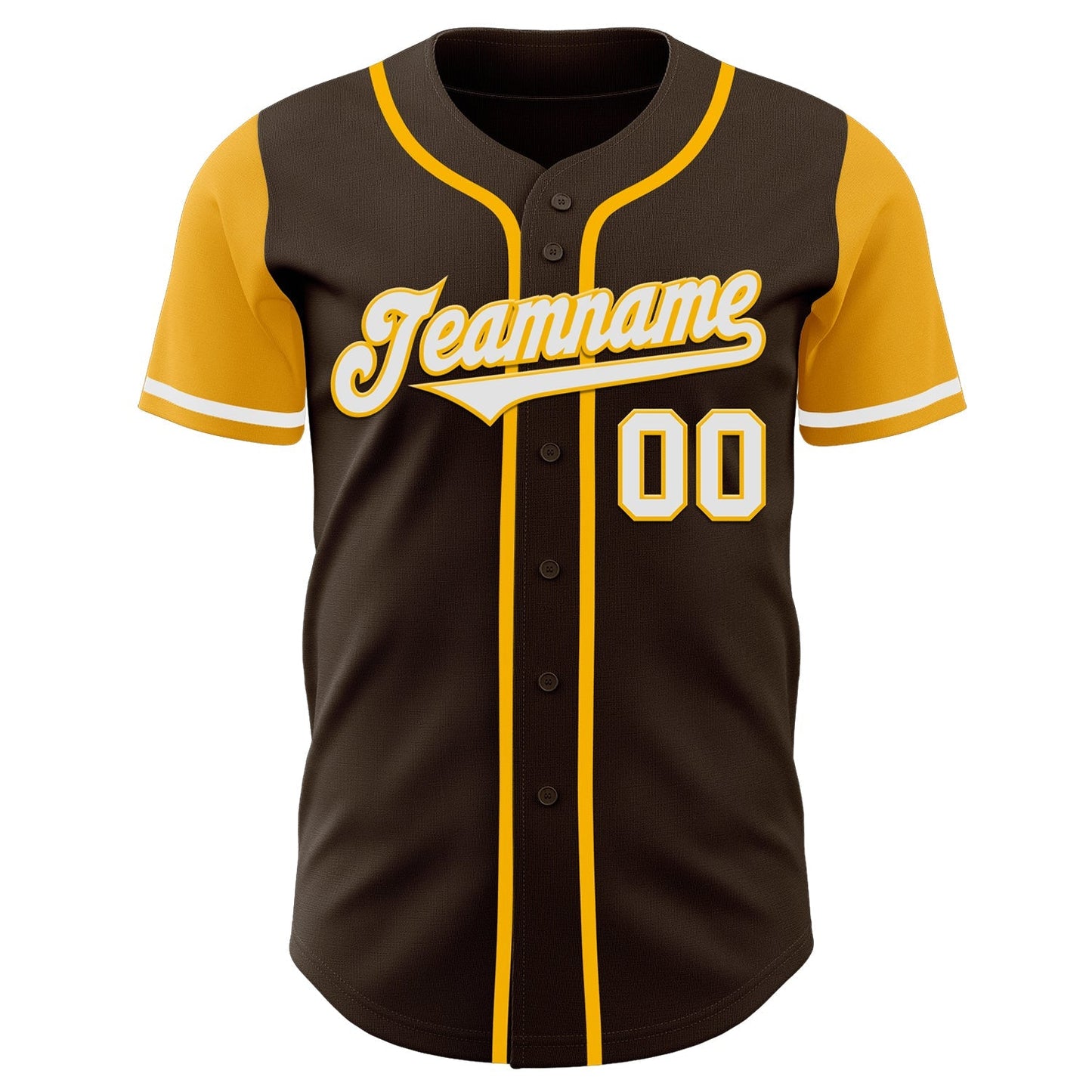Custom Brown White-Gold Authentic Two Tone Baseball Jersey baseball jersey product view 2