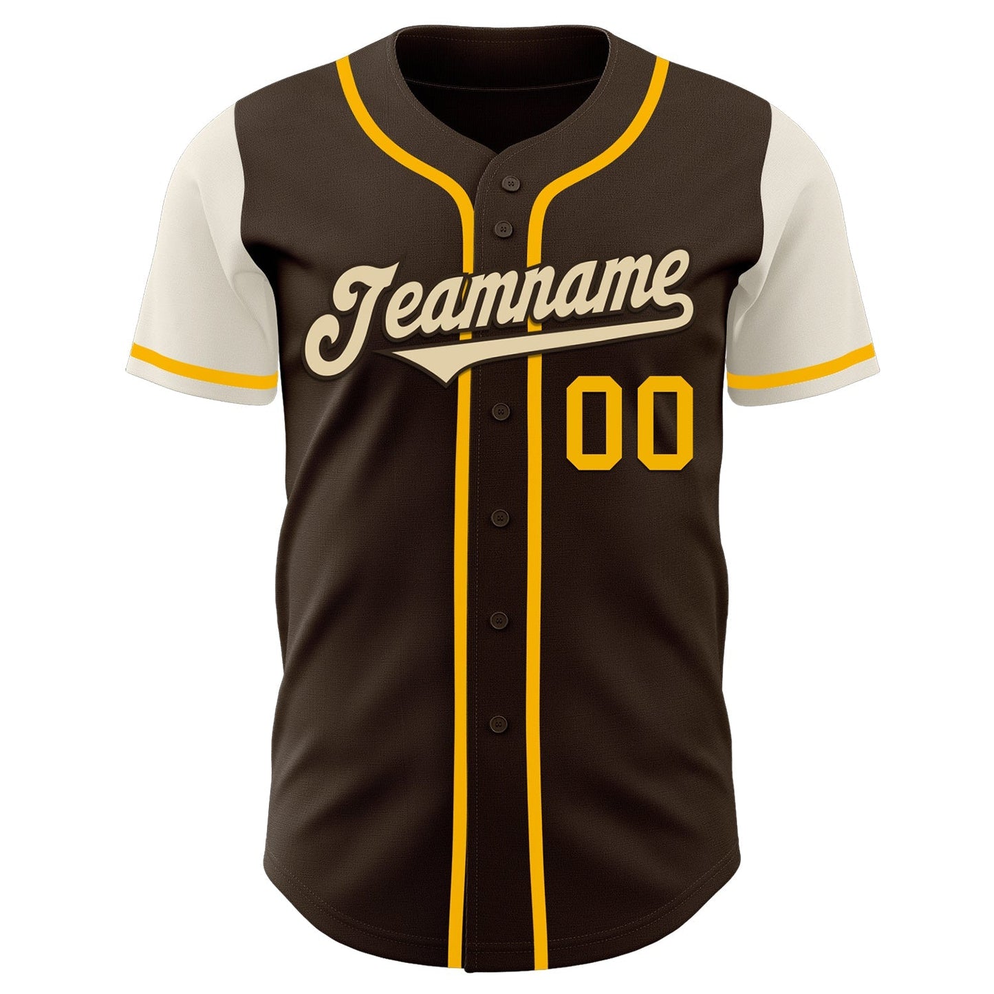 Custom Brown Gold-Cream Authentic Two Tone Baseball Jersey baseball jersey product view 2