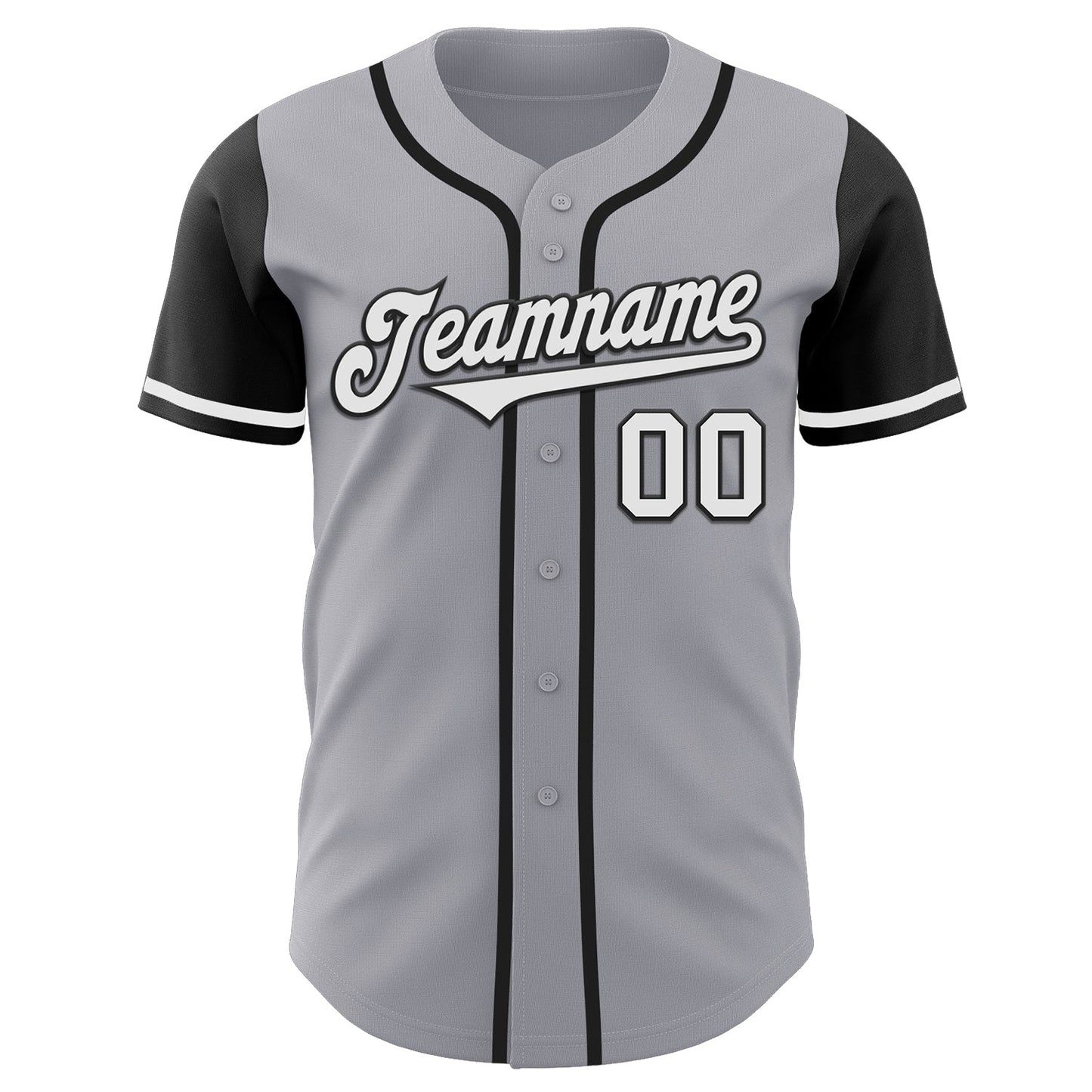 Custom Gray White-Black Authentic Two Tone Baseball Jersey baseball jersey product view 2