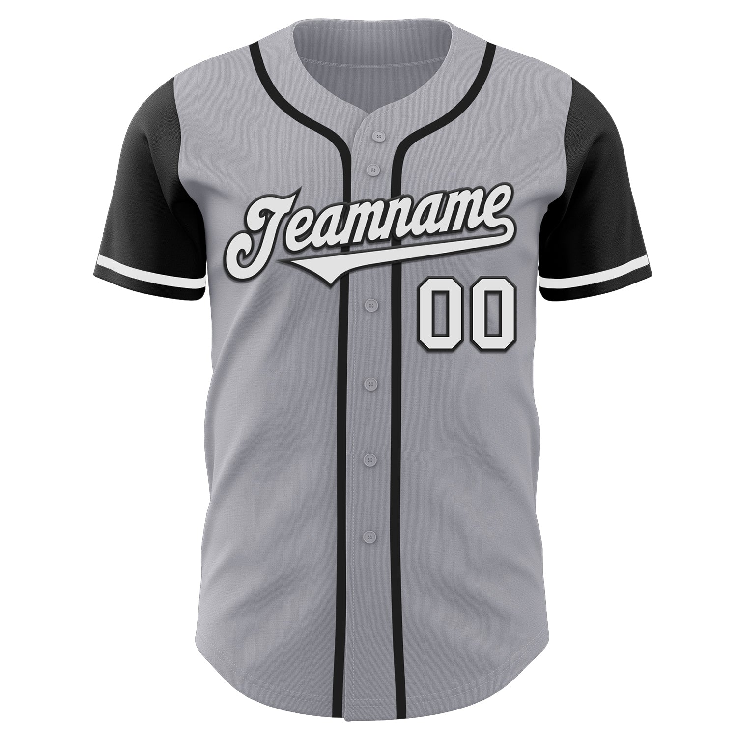 Custom Gray White-Black Authentic Two Tone Baseball Jersey baseball jersey product view 2
