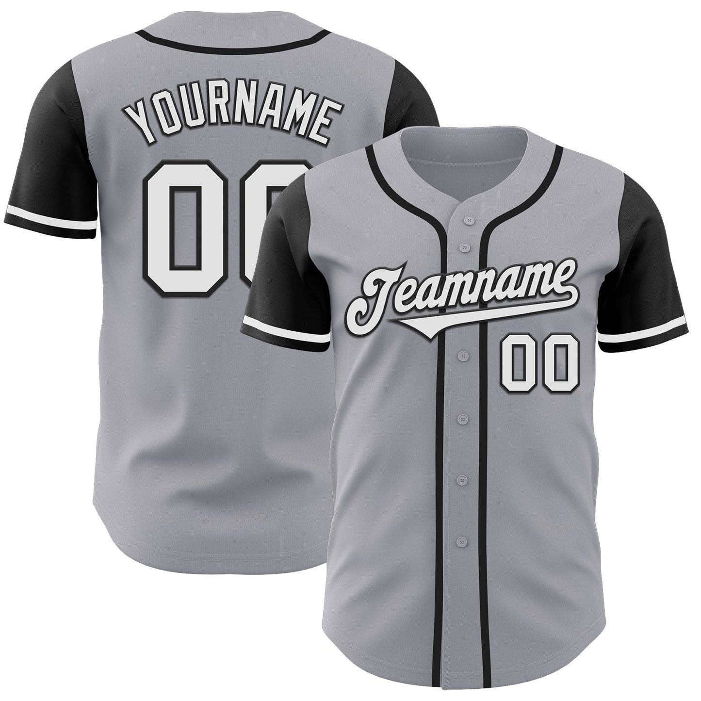 Custom Gray White-Black Authentic Two Tone Baseball Jersey baseball jersey product view 1